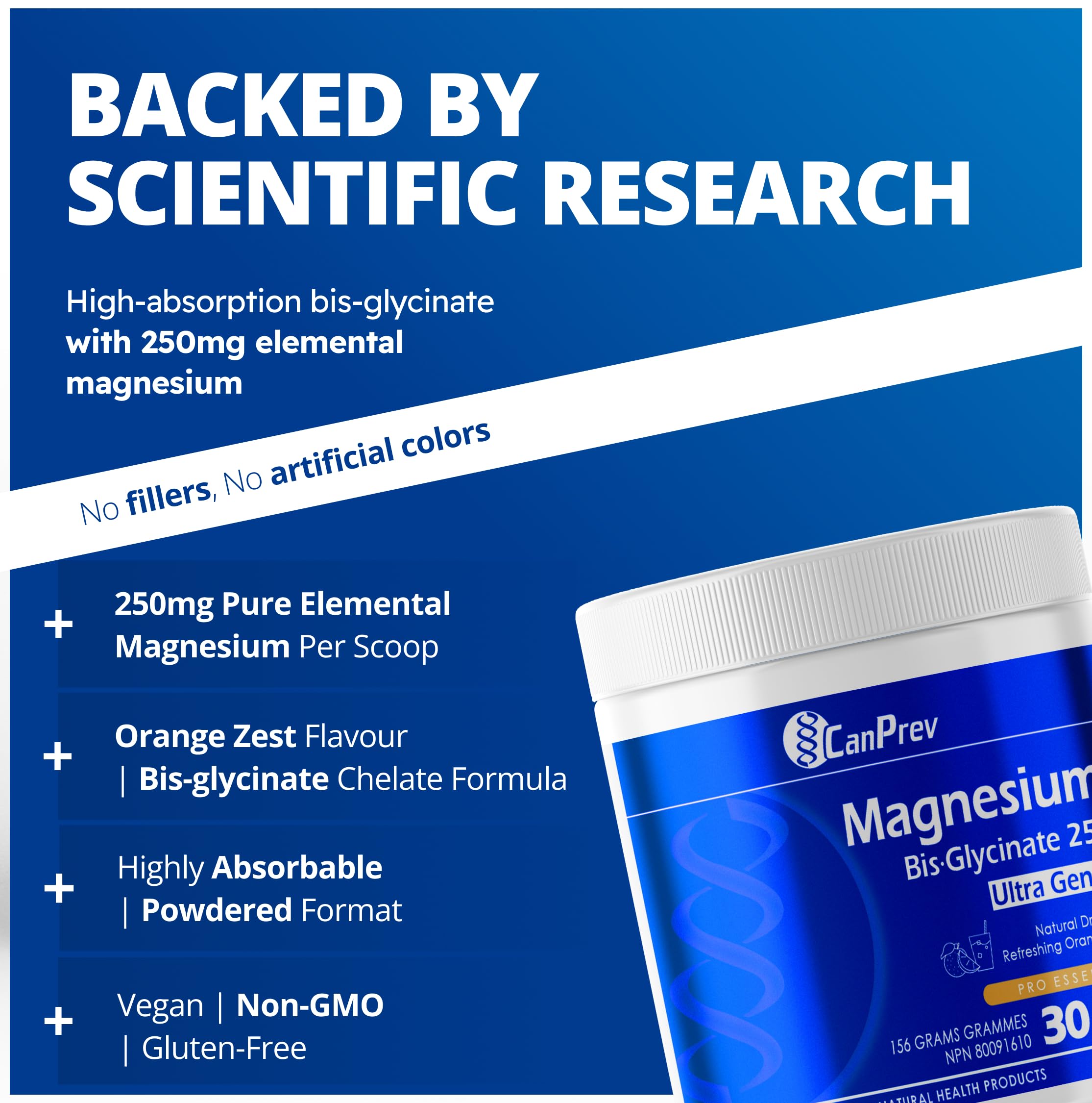 CanPrev - Magnésium Bisglycinate en poudre - Favorise la relaxation et le métabolisme énergétique