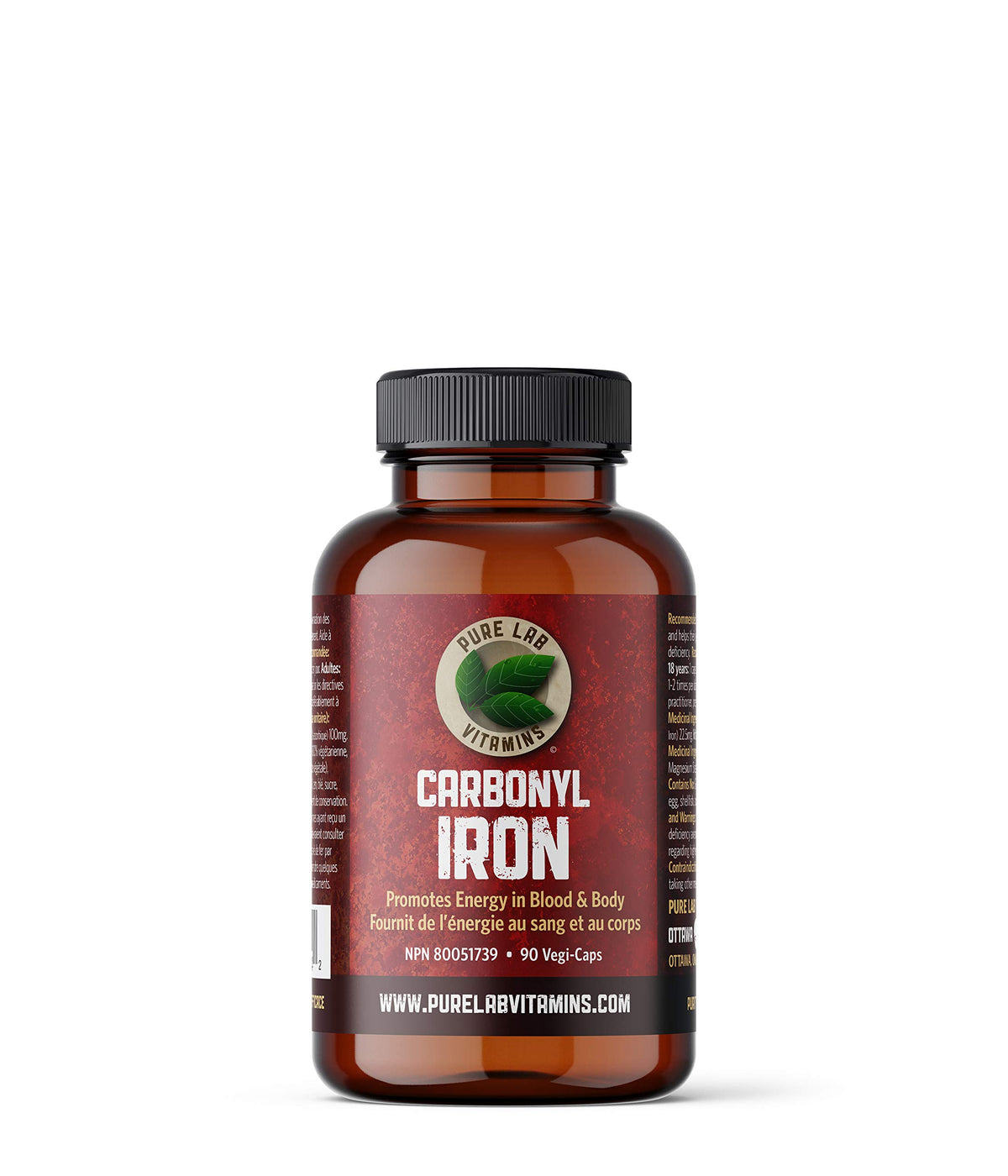 Pure Lab Vitamins | Carbonyl Iron Supplement with Vitamin C | 90 Capsules | Blood Builder Iron Supplement & Vitamin C Supplement | L-Ascorbic Acid and Non Constipating Iron Supplement for Men and Women