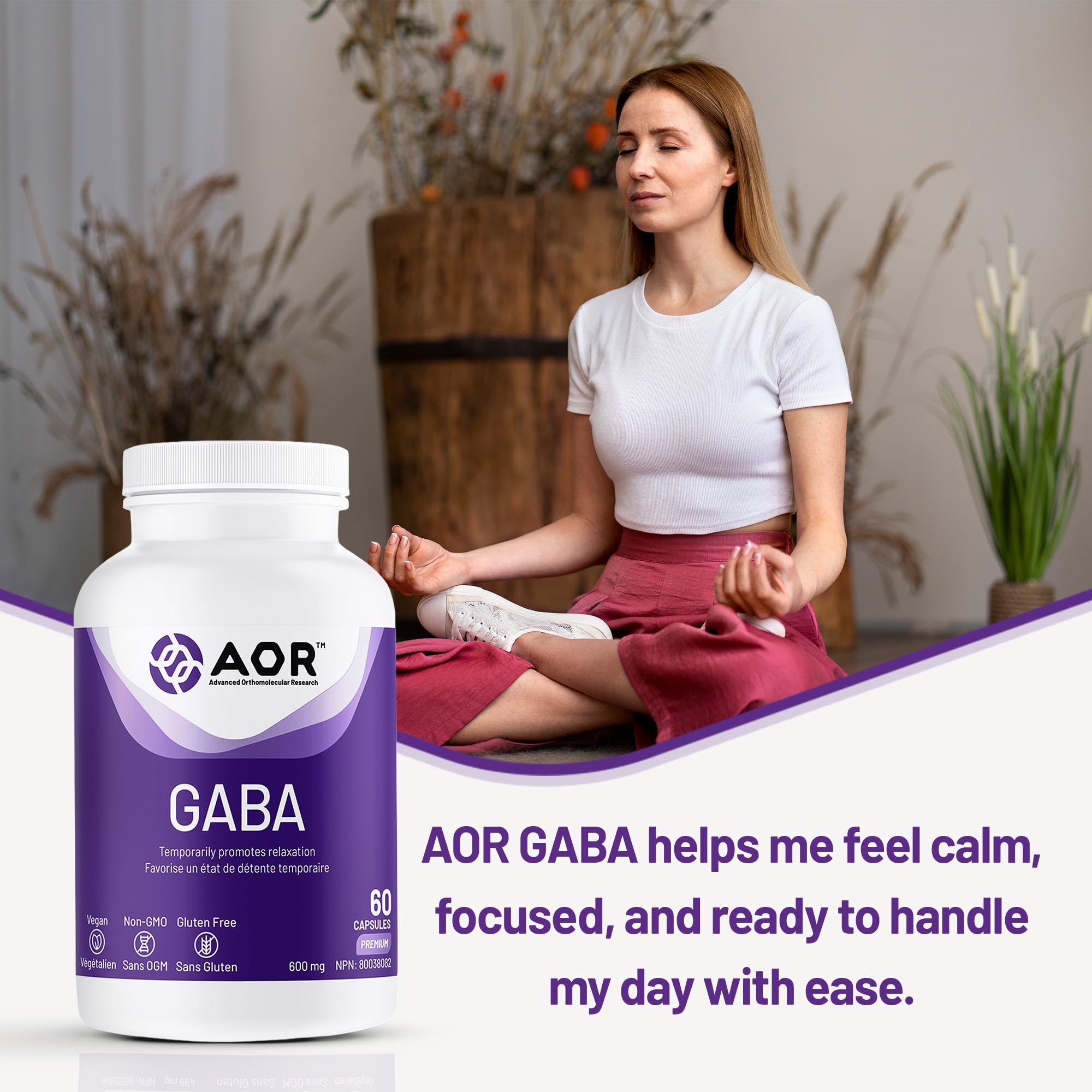 AOR GABA 600mg Complément d'Acide Gamma-Aminobutyrique