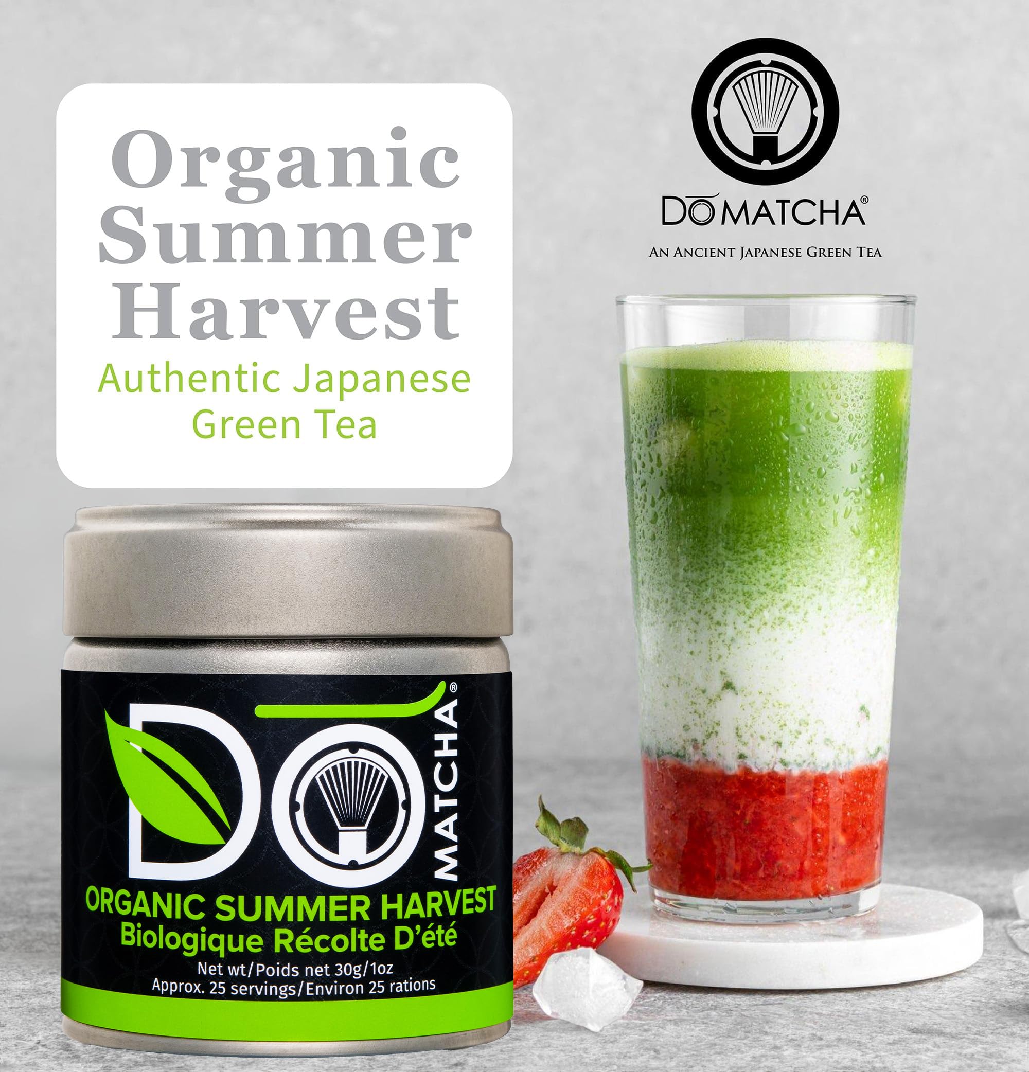 DoMatcha Récolte d'été - Poudre de thé vert matcha japonais pour smoothies, lattes, pâtisseries et créations culinaires - Riche en antioxydants, couleur verte éclatante, certifié casher