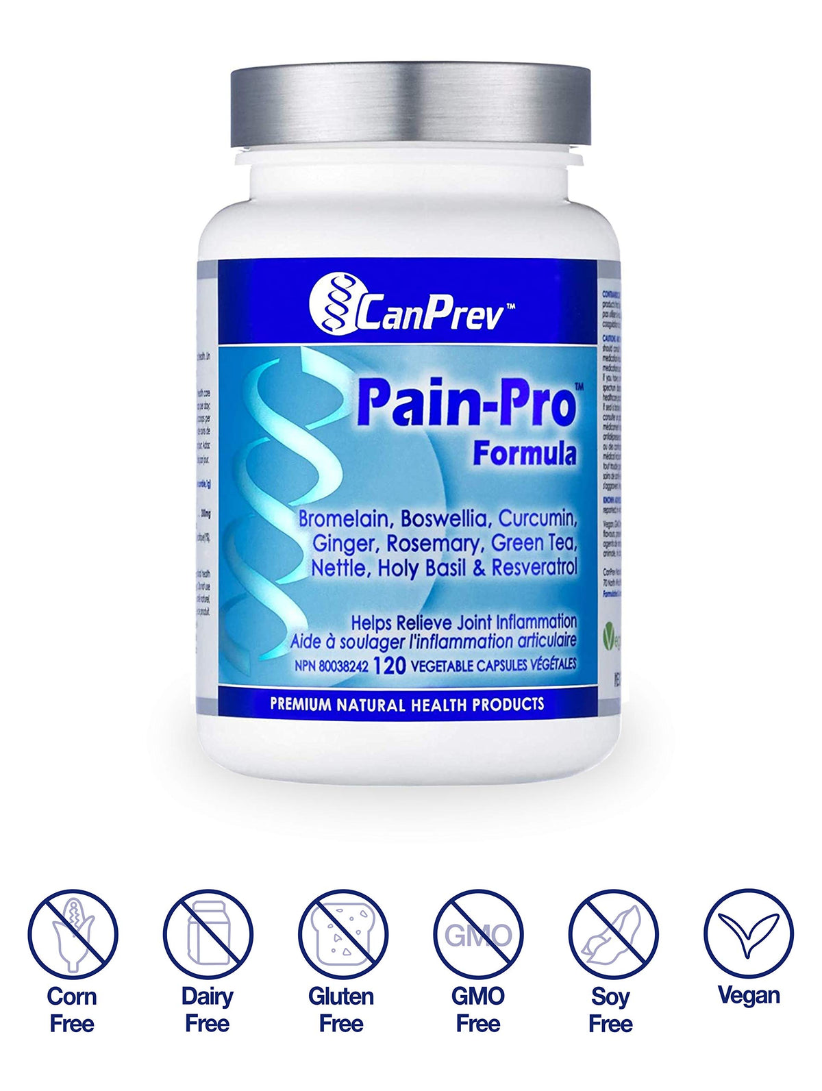 CanPrev Pain Pro Formula Capsules, Made in Canada, Bromelain, 120 Capsules