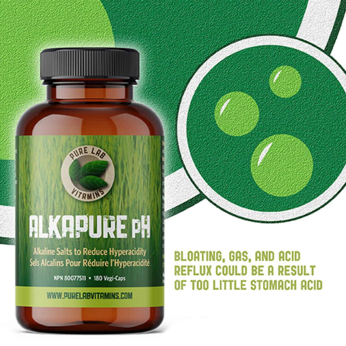Pure Lab Vitamins | Alkapure pH | 180 Capsules | Alkaline pH Balance Pills | Essential Minerals Supplement | Antigas and Bloating Relief for Men & Women | Indigestion and Heartburn Relief | Antacid Pills