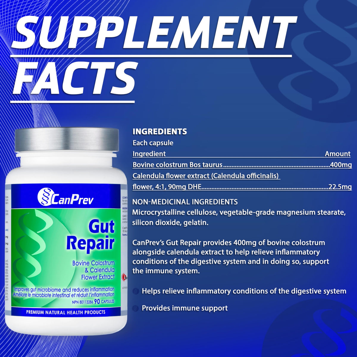 CanPrev Gut Repair Capsules, Certified Organic, 90 Capsules, 45-Day Supply