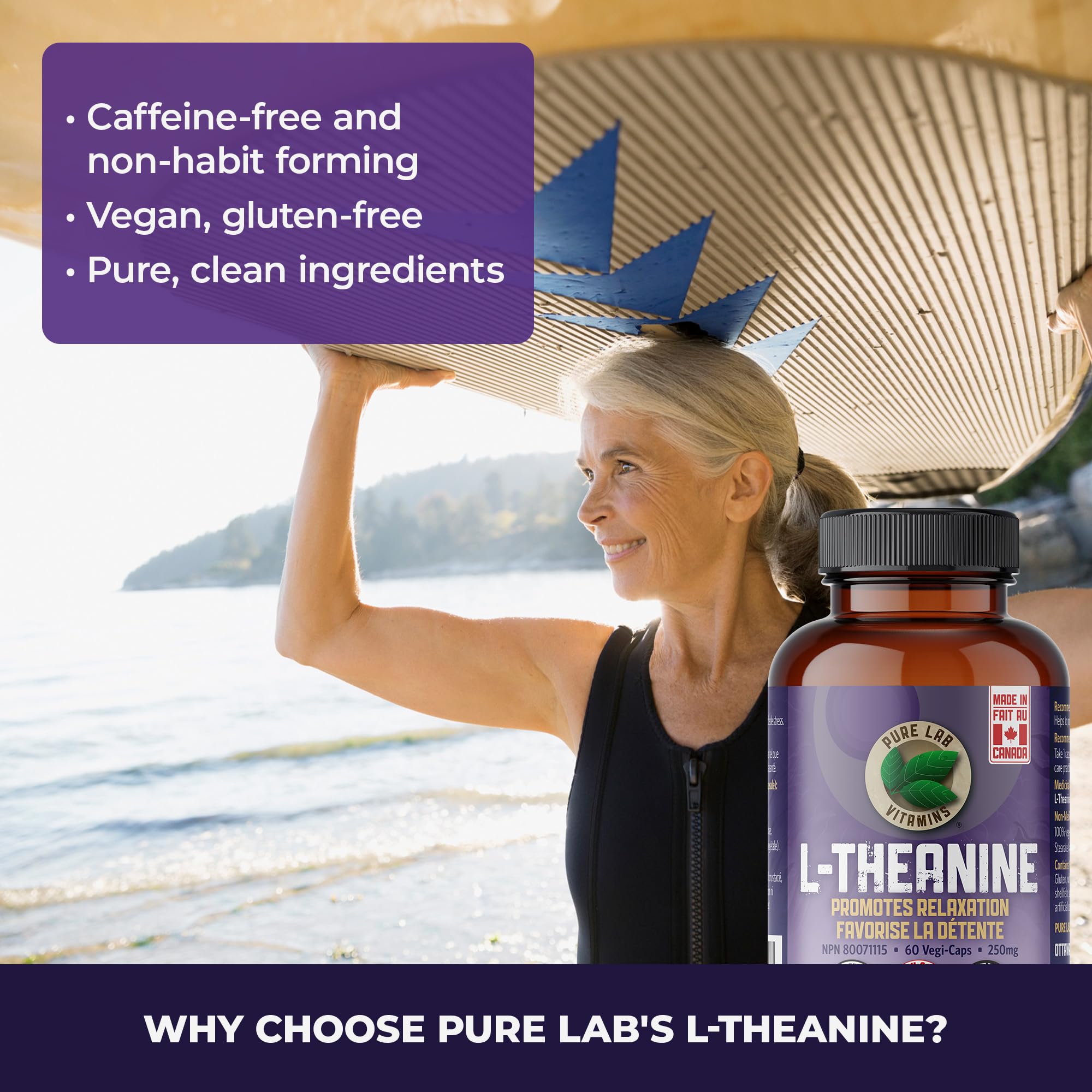 Pure Lab Vitamins L-Théanine 250 mg – Favorise la relaxation