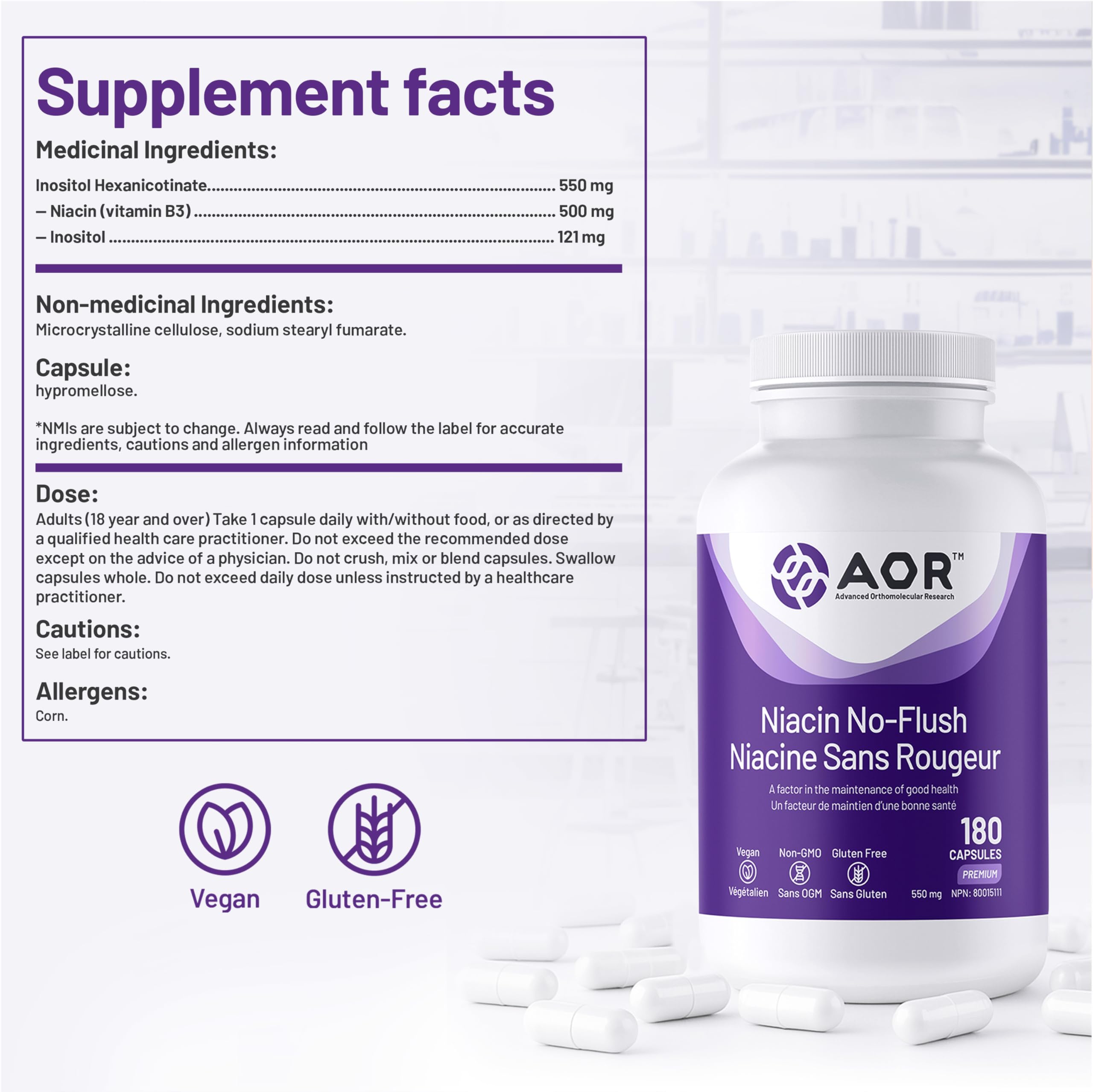 AOR - Niacine sans rougeur 550mg
