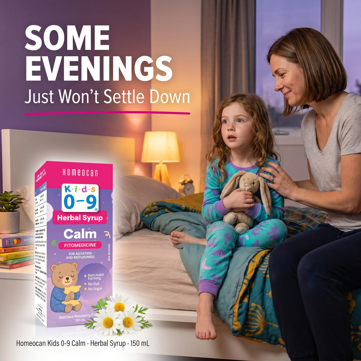 Homeocan Kids 0-9 Herbal Syrup Calm, Chamomile Supplement for Relaxation & Emotional Balance, Grape Flavor, 150ml, Non Habit Forming, Dye & Sugar-Free