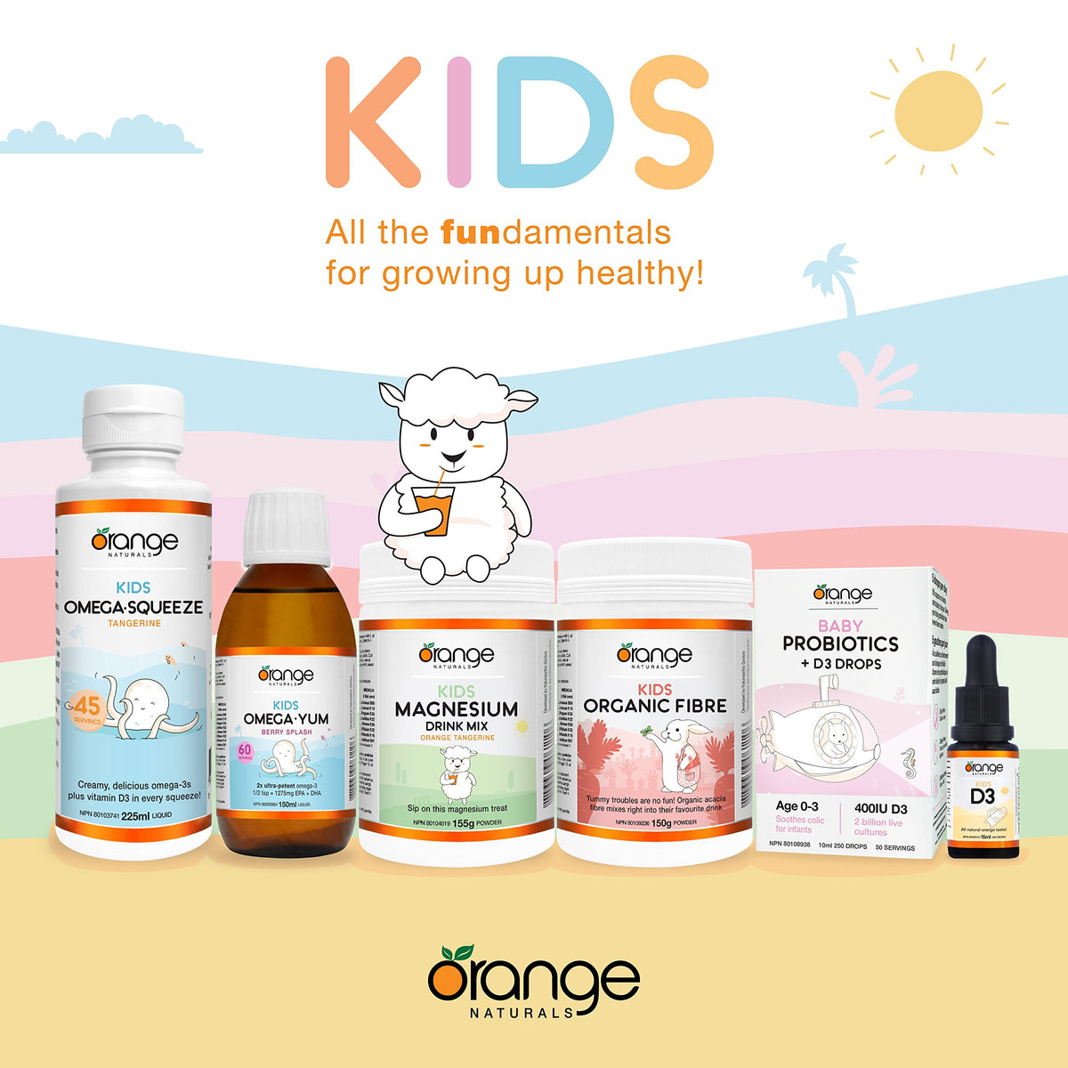 Orange Naturals Kids Omega-3 Yum Liquid 150ml 60 Servings, Berry Splash Flavor, Fish Oil Supplement, Omega-3 EPA & DHA, Helps Maintain Brain Function & Development, Suitable for Ages 1-18, Gluten-Free