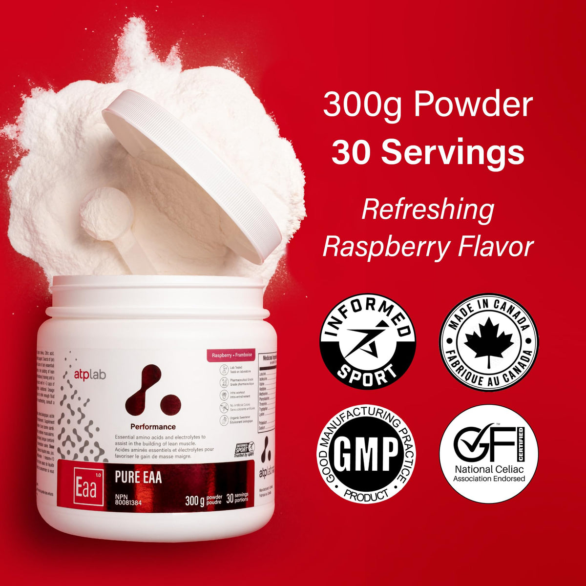 atplab EAA Powder, Essential Amino Acids, Raspberry, 300g, 30 Servings