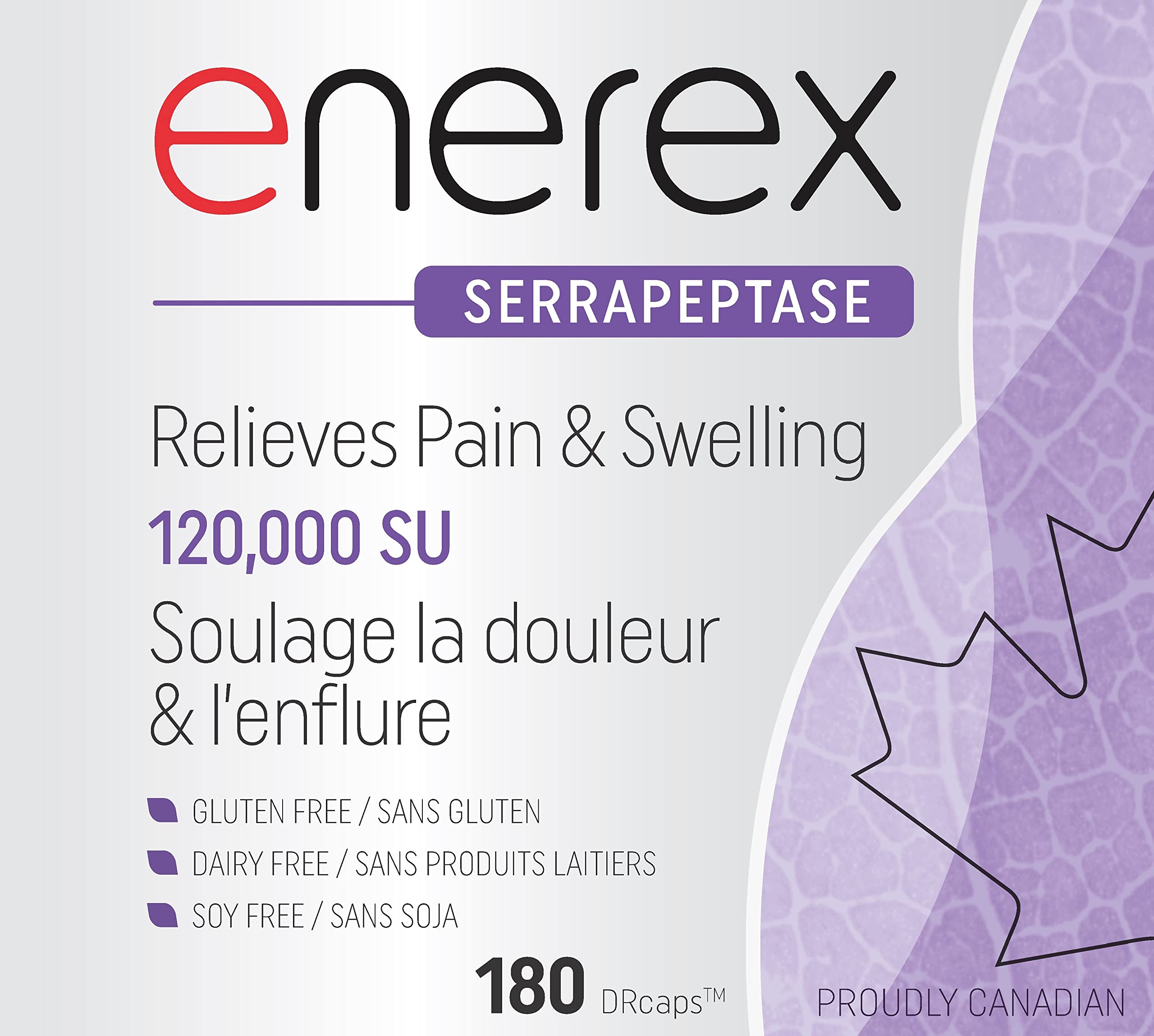 Enerex Serrapeptase 120 000 SU 180 DRcaps – Supplément enzymatique à haute puissance – Serrapeptase 120 000 SPU pour un soutien naturel – Supplément de serrapeptase pour le bien-être général
