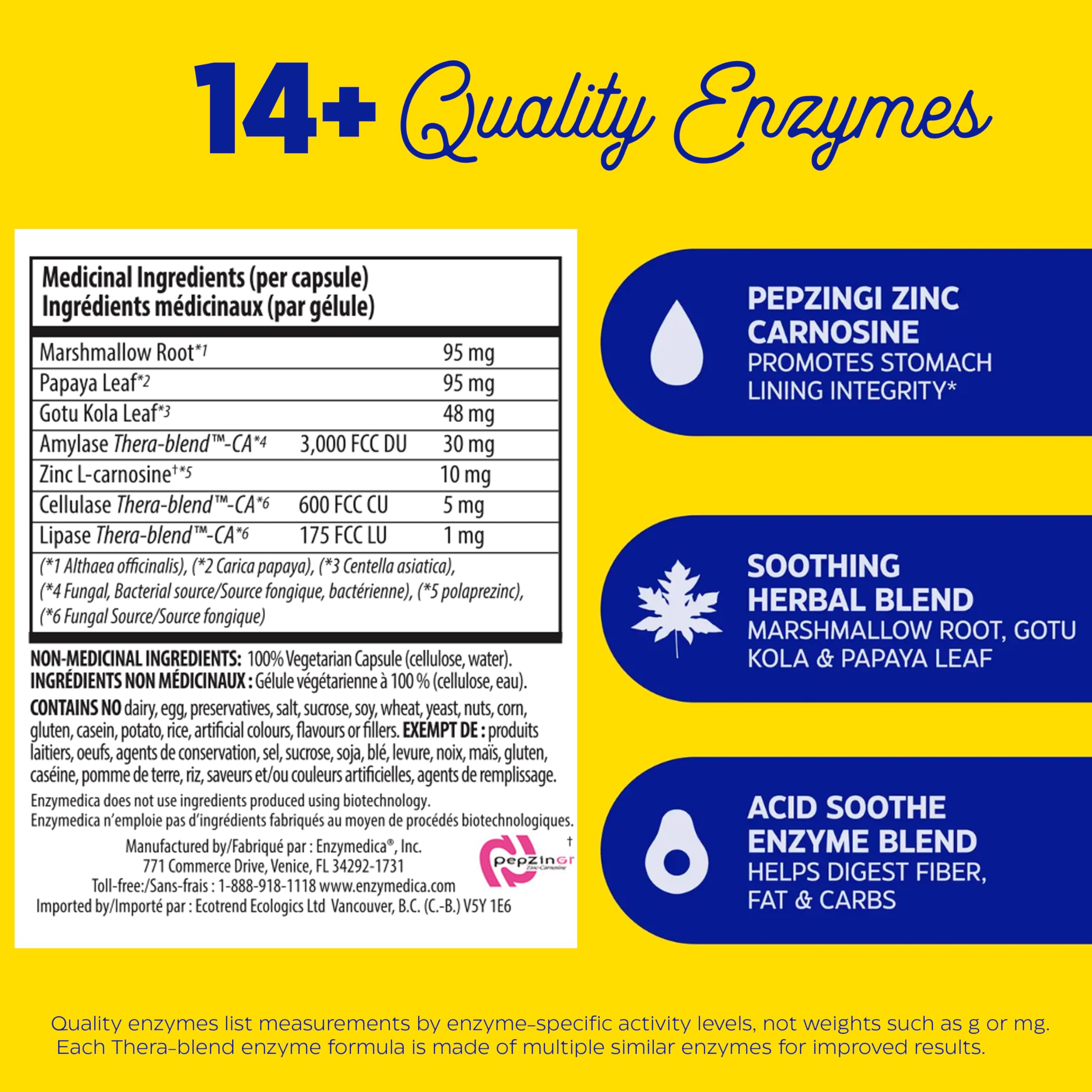 Enzymedica - Acid Soothe, 30 Vegan Capsules 30-Day Supply - Digestive Discomfort, Digestive Enzymes to Break Down Foods, Gut Lining Repair, Indigestion and Heartburn Relief - Non-GMO & Gluten-Free
