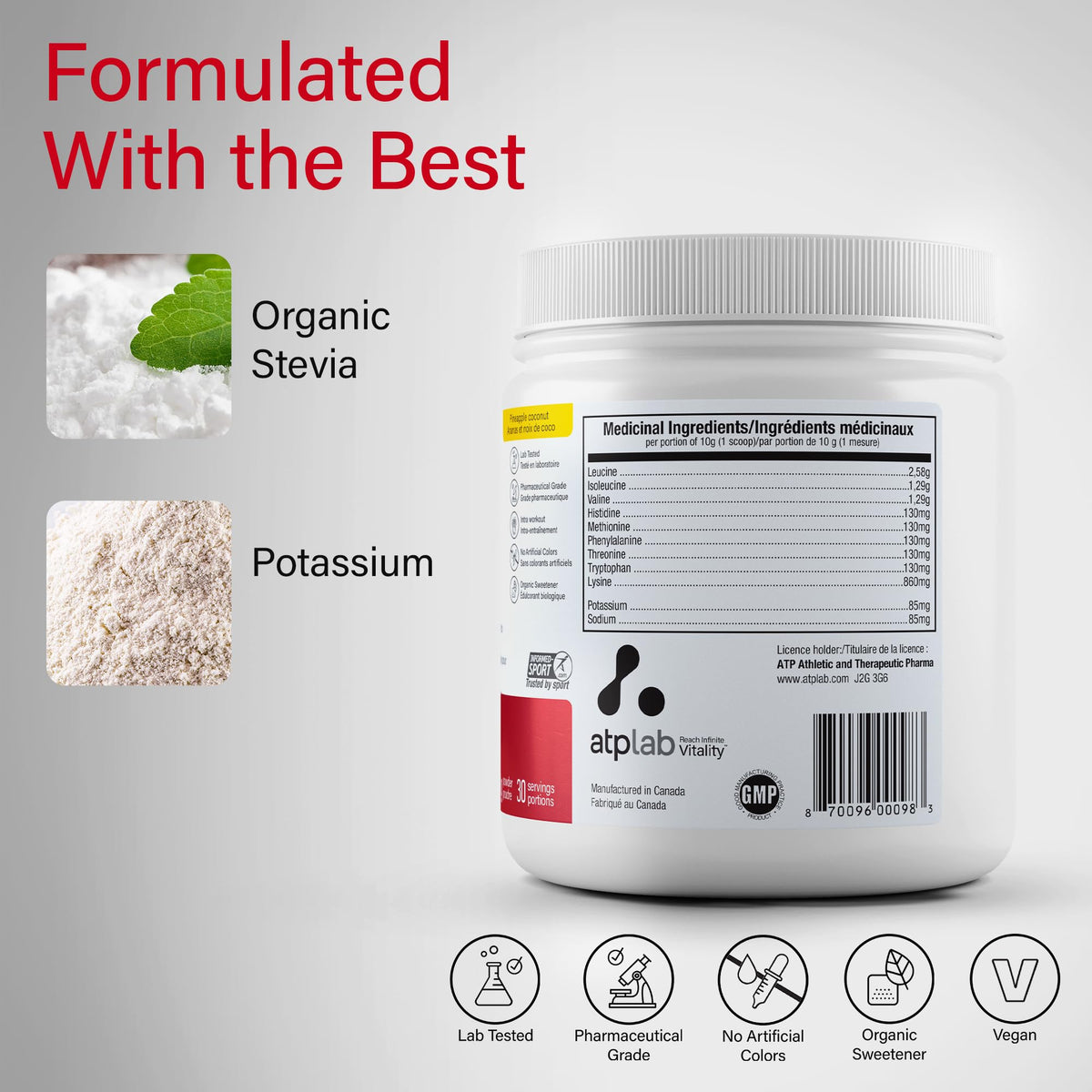 atplab Essential Amino Acids Powder, Pineapple Coconut, 300g, 30 Servings