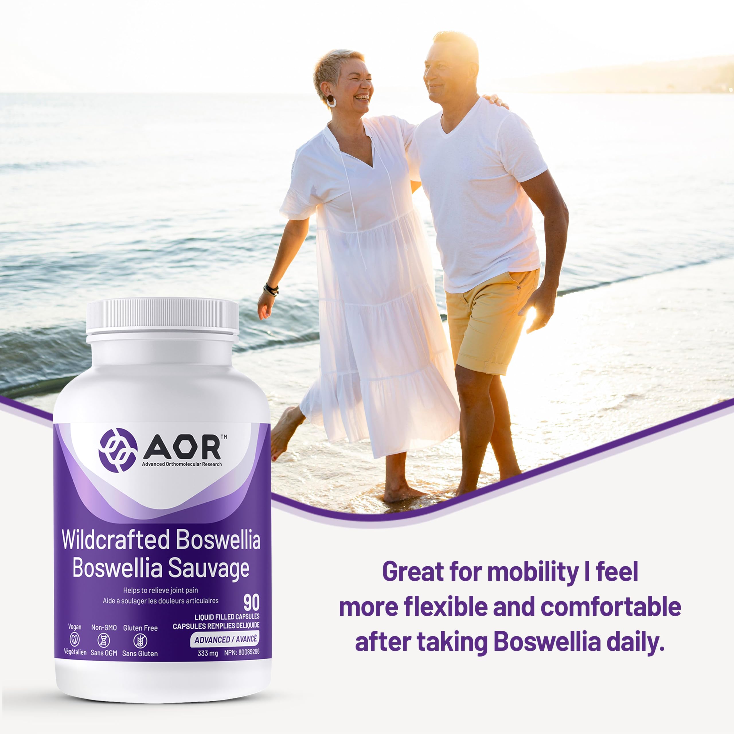 AOR Wildcrafted Boswellia Serrata 333mg 90 Liquid Capsules 30-Day Supply - Herbal Supplement for Joint Comfort & Mobility, Support Flexibility - Non-GMO, Vegan, Promote Overall Wellness and Vitality