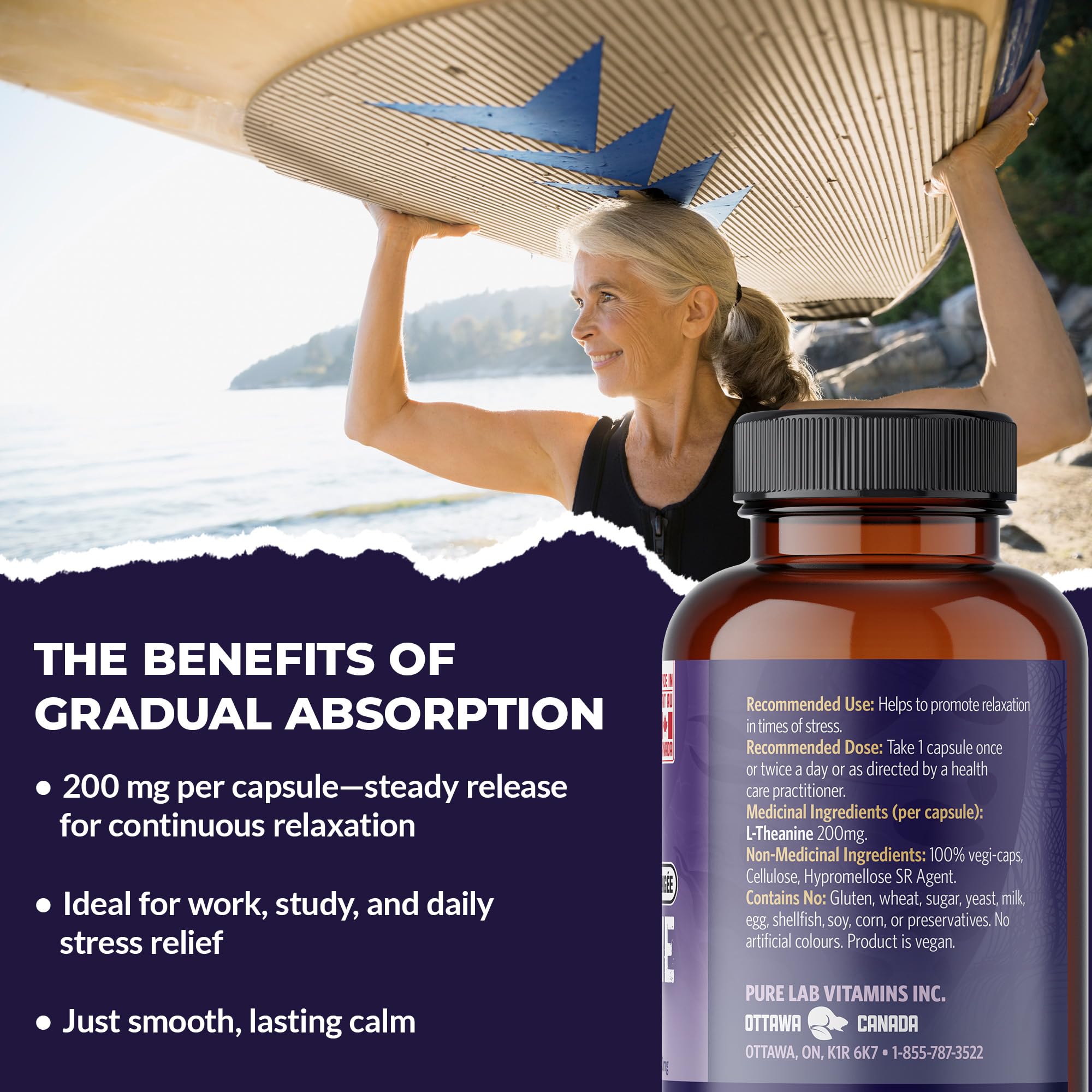 Pure Lab Vitamins | L-théanine à libération lente 200 mg