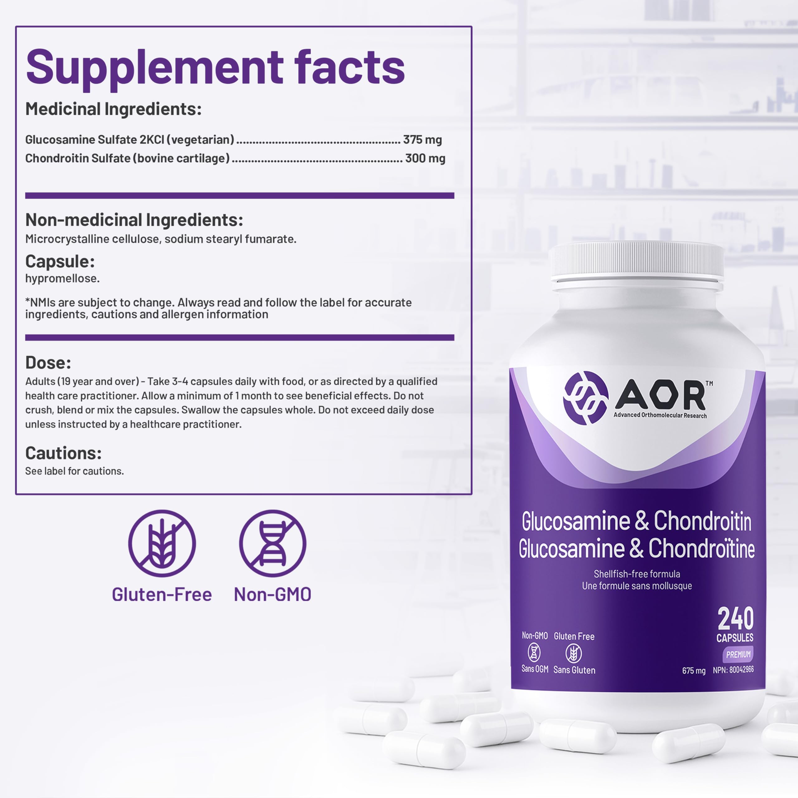 AOR Capsules de Glucosamine et Chondroïtine