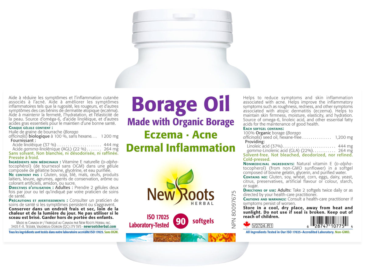 New Roots Herbal Certified Borage Oil, 264mg GLA, 90 Softgels