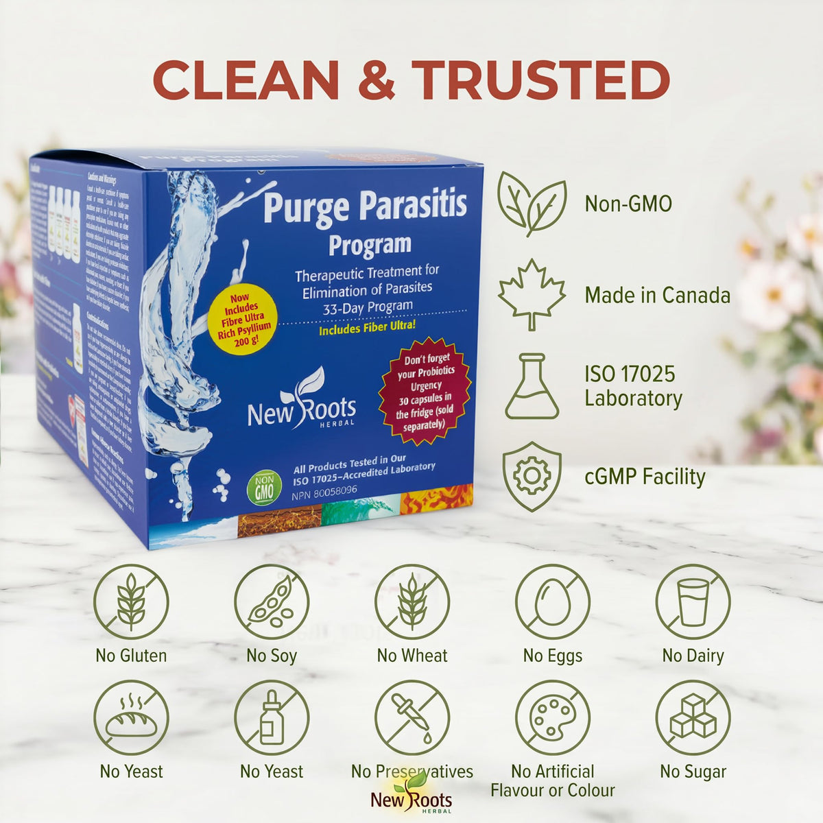 New Roots Herbal Purge Parasitis Kit, Non GMO, 33 Day Supply, 500 Capsules