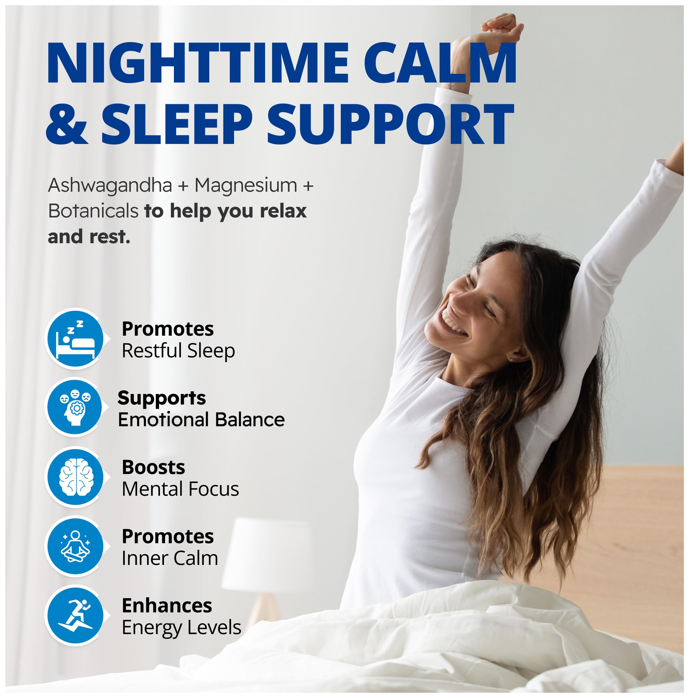 CanPrev Sommeil-Réparateur Ashwagandha Capsules, 90 capsules végétales Approvisionnement de 45 jours - Suppléments d'Ashwagandha pour l'énergie et la concentration, Formule calmante naturelle pour le soir, Favorise la relaxation et des nuits reposantes