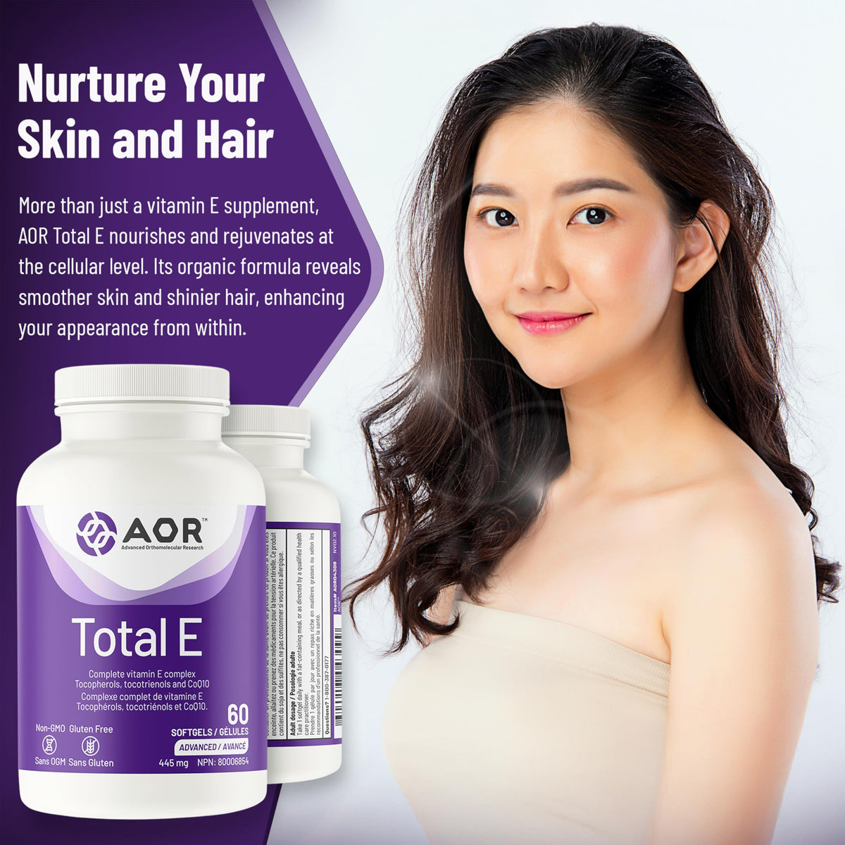 AOR Vitamin E Softgels, Total E, All 8 Forms, 30 mg CoQ10, 60-Day Supply