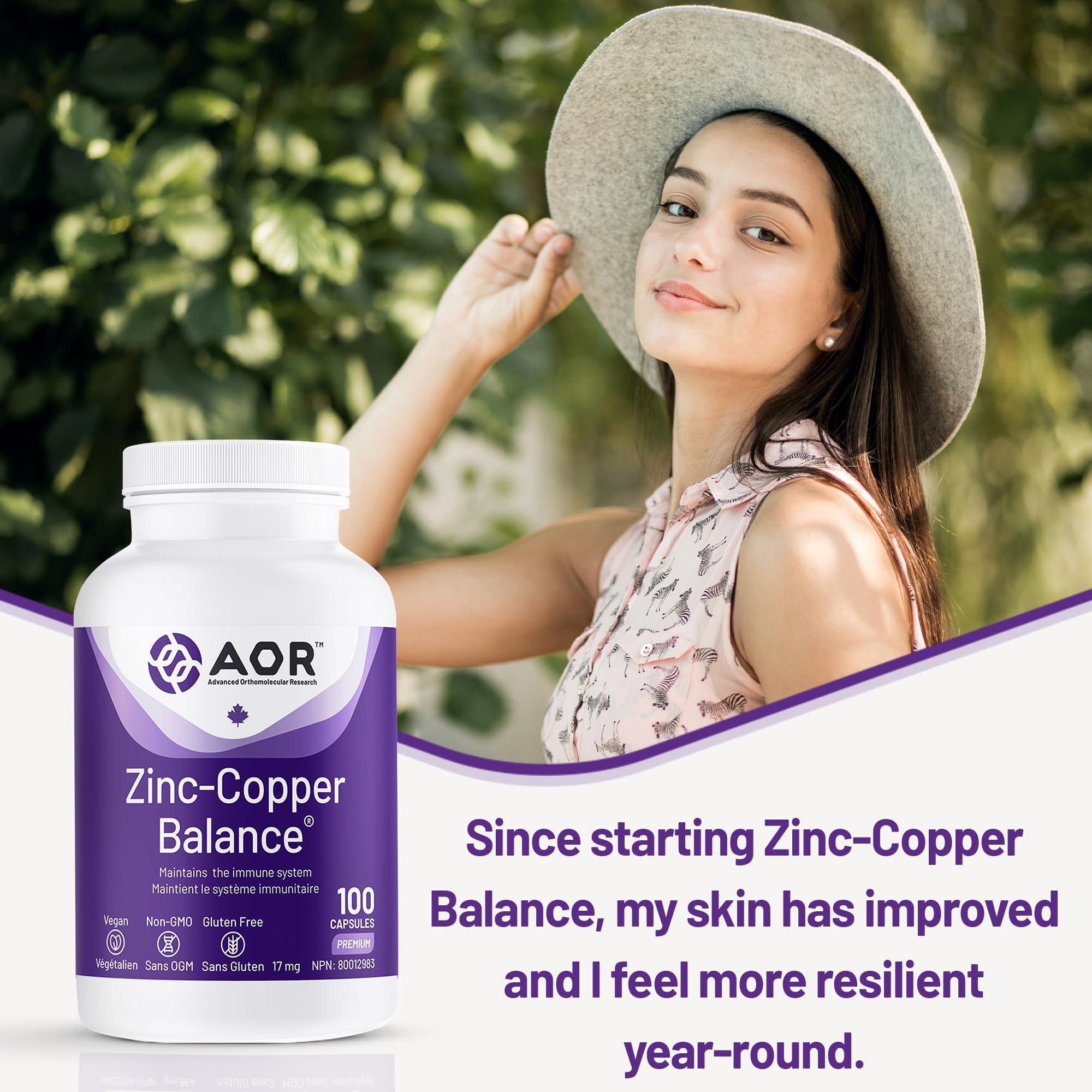 AOR - Équilibre Zinc-Cuivre 100 gélules (approvisionnement de 100 jours) - Un ratio équilibré de deux minéraux clés pour le bien-être général - Citrate de zinc et suppléments de cuivre - Idéal pour les hommes