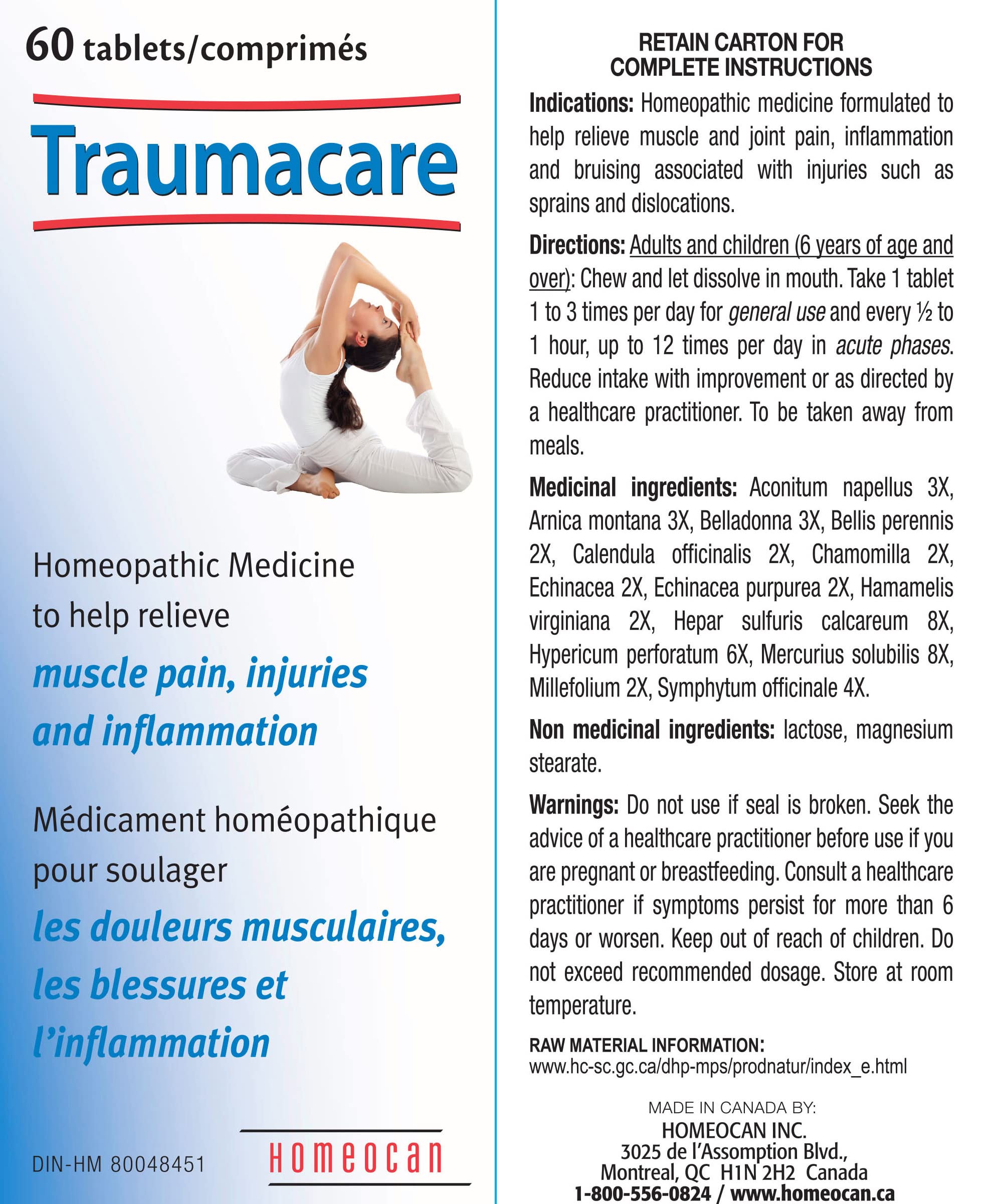 Traumacare Tablets - 60 Chewable Tablets 60-Day Supply - Gentle Homeopathic Formula with Arnica Montana, Supports Comfort for Muscles and Joints, Eases Everyday Stiffness, Soreness and Bruising