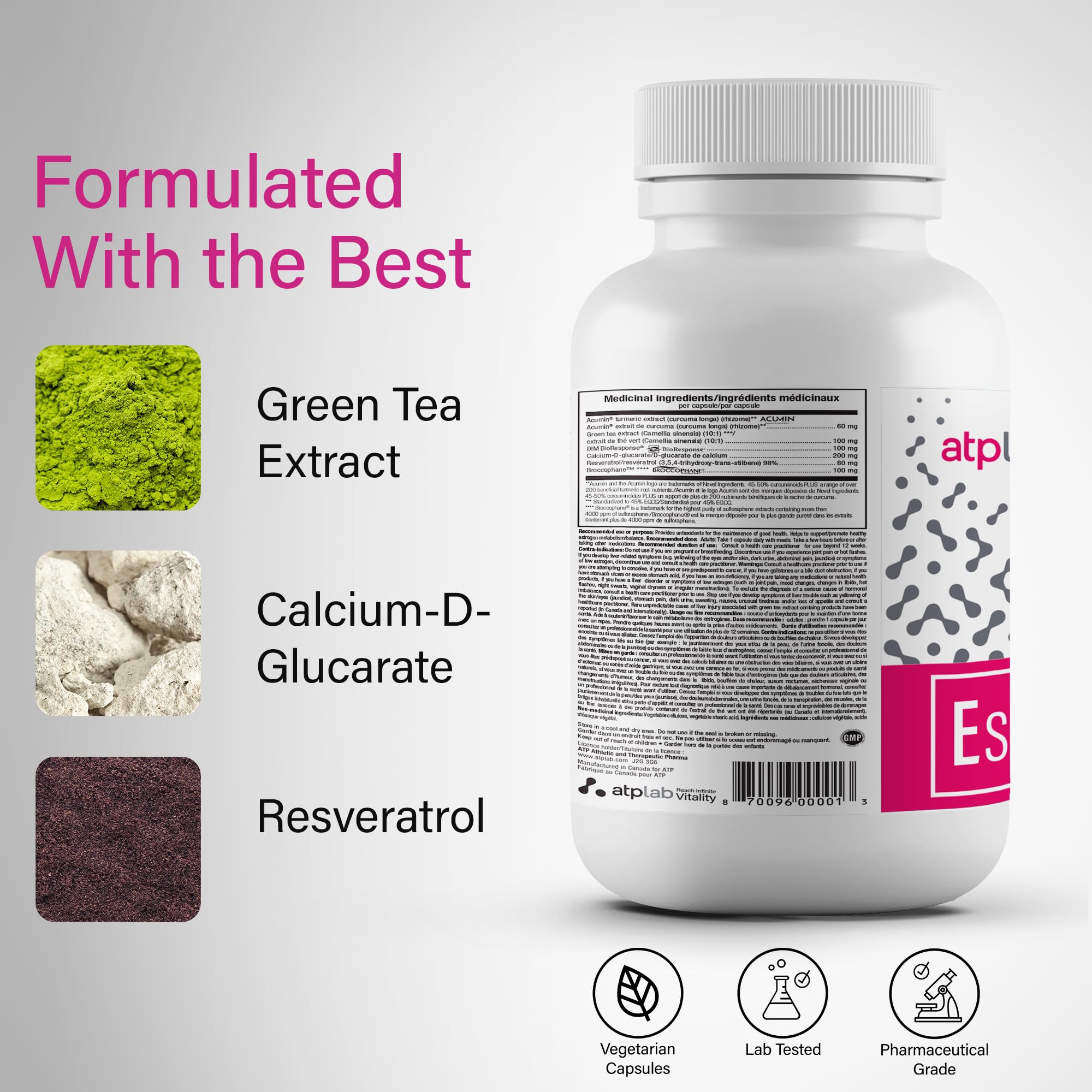 ATP LAB Estro Control 30 Veg Caps 30-Day Supply, Features DIM, Turmeric Extract & Resveratrol, Daily Supplement for Women, Supports Everyday Wellness, Balance & Comfortable Monthly Routine, Lab Tested