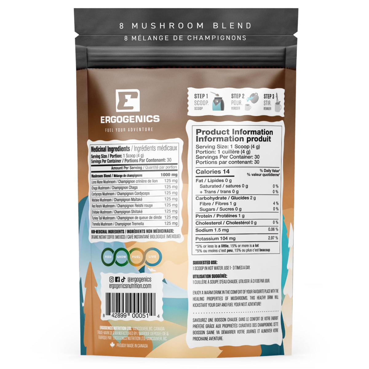 Ergogenics Nutrition 8 Mushroom Blend Powder