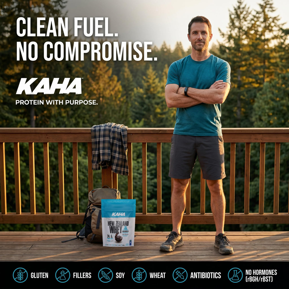 Kaha Nutrition NZ Whey Concentrate 720g Powder, Dark Chocolate Flavour - 24g Protein, 6g BCAAs, Grass-Fed Powder for Muscle Support & Active Lifestyle