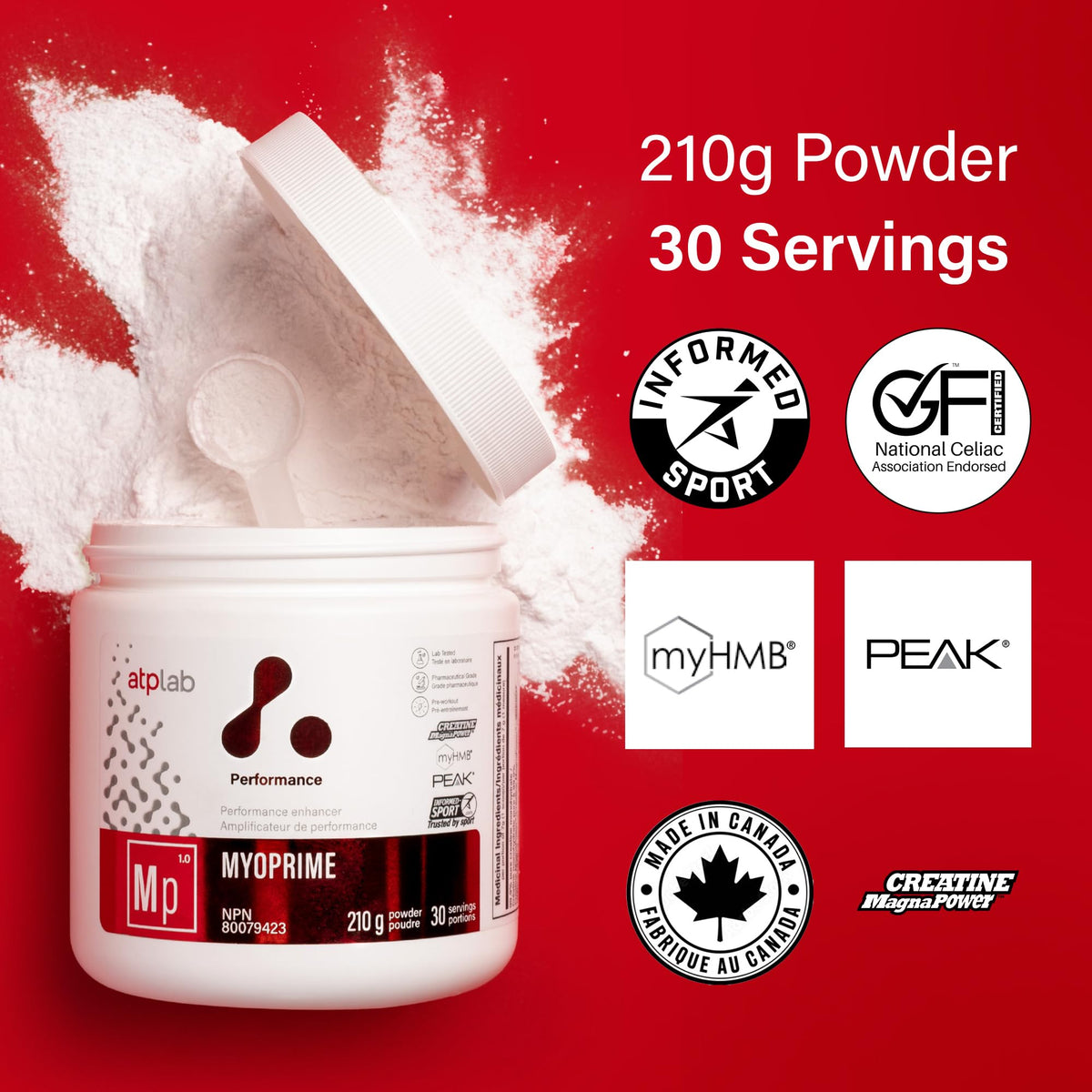 atplab Myoprime Creatine Monohydrate, Workout Supplement, Raspberry, 210g