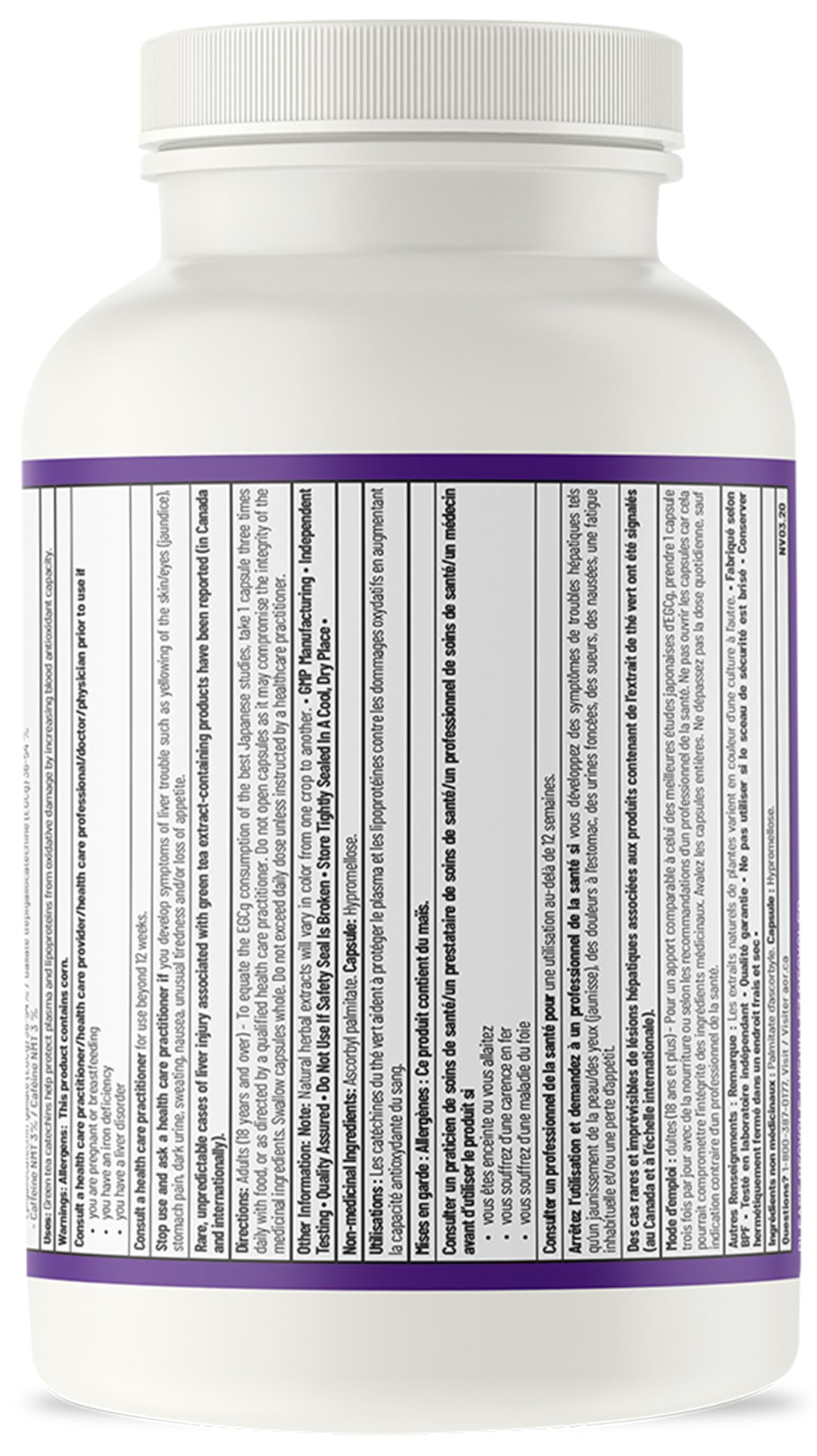AOR Thé Vert Actif 700mg, 180 Gélules, 60 Jours d'Approvisionnement - Puissant Supplément d'Extrait de Thé Vert EGCG pour le Soutien Hépatique et Digestif et la Santé Cardiovasculaire - Formule Antioxydante Végane, Sans OGM et Sans Gluten
