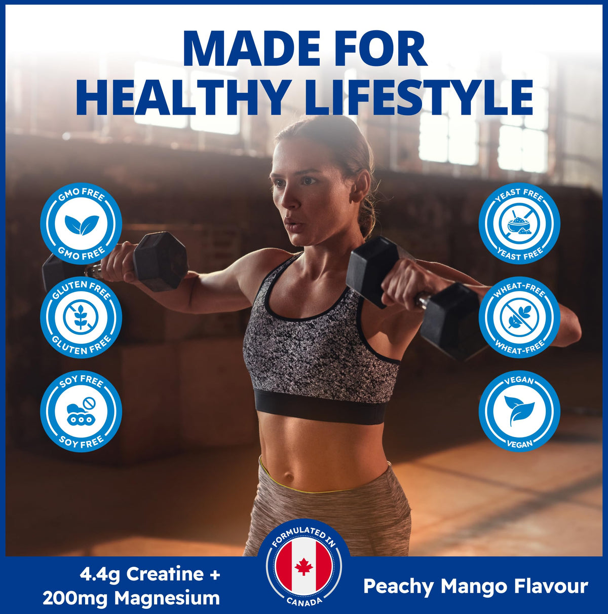 CanPrev Creatine MagnaPower Powder, 200mg Magnesium, Peachy Mango, 225g