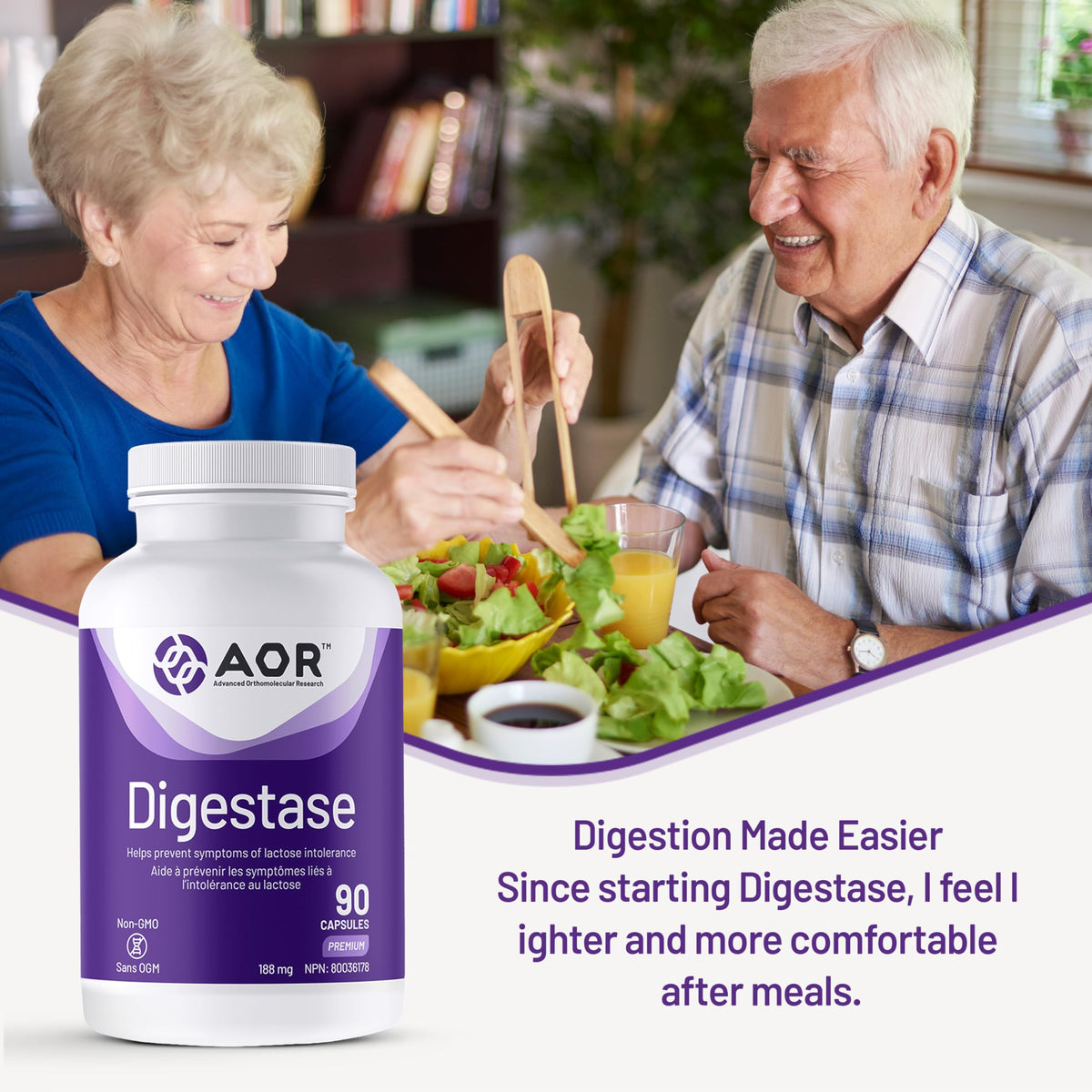 AOR Digestase Digestive Enzymes Supplement for Gas & Bloating, 90 Capsules
