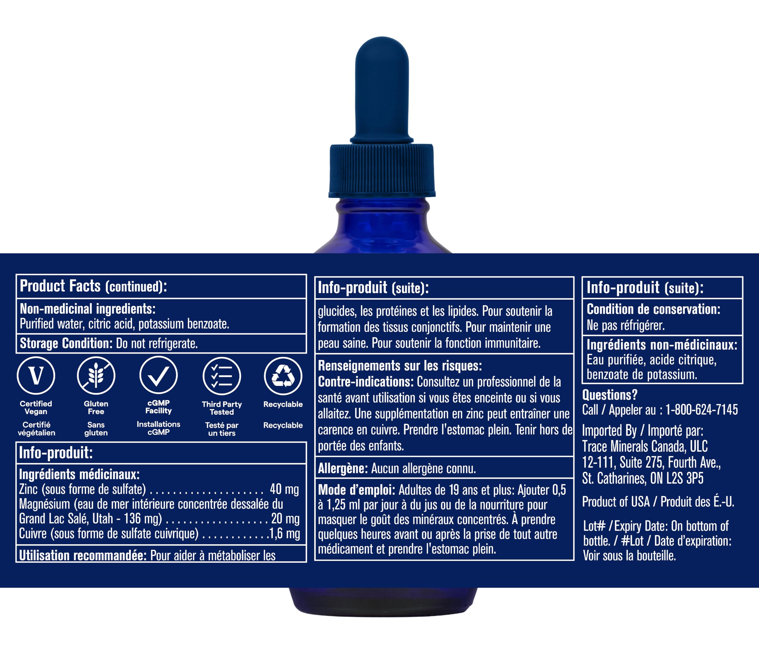 Trace Minerals Research Ion-zinc, 60ml From Inland Seawater | Low Sodium, 120-Servings, Ionic Zinc Supplement - Vegan and Gluten-Free
