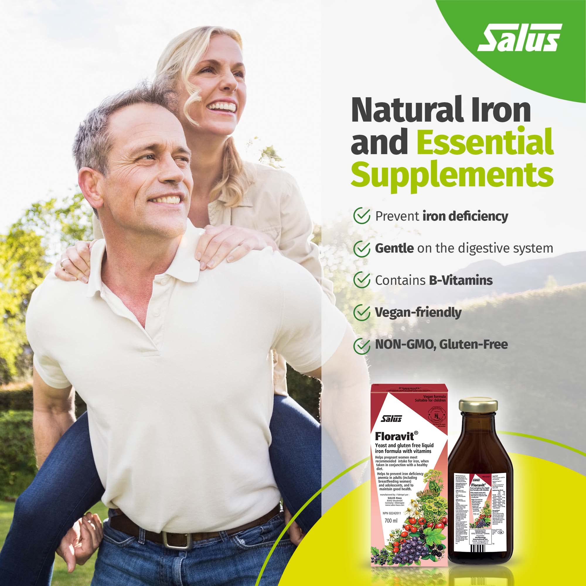 Salus Floravit Fer et Vitamines Liquide | Supplément de fer à base de plantes pour femmes, hommes et enfants | Sans gluten, sans levure, sans produits laitiers, sans OGM (700 ML)