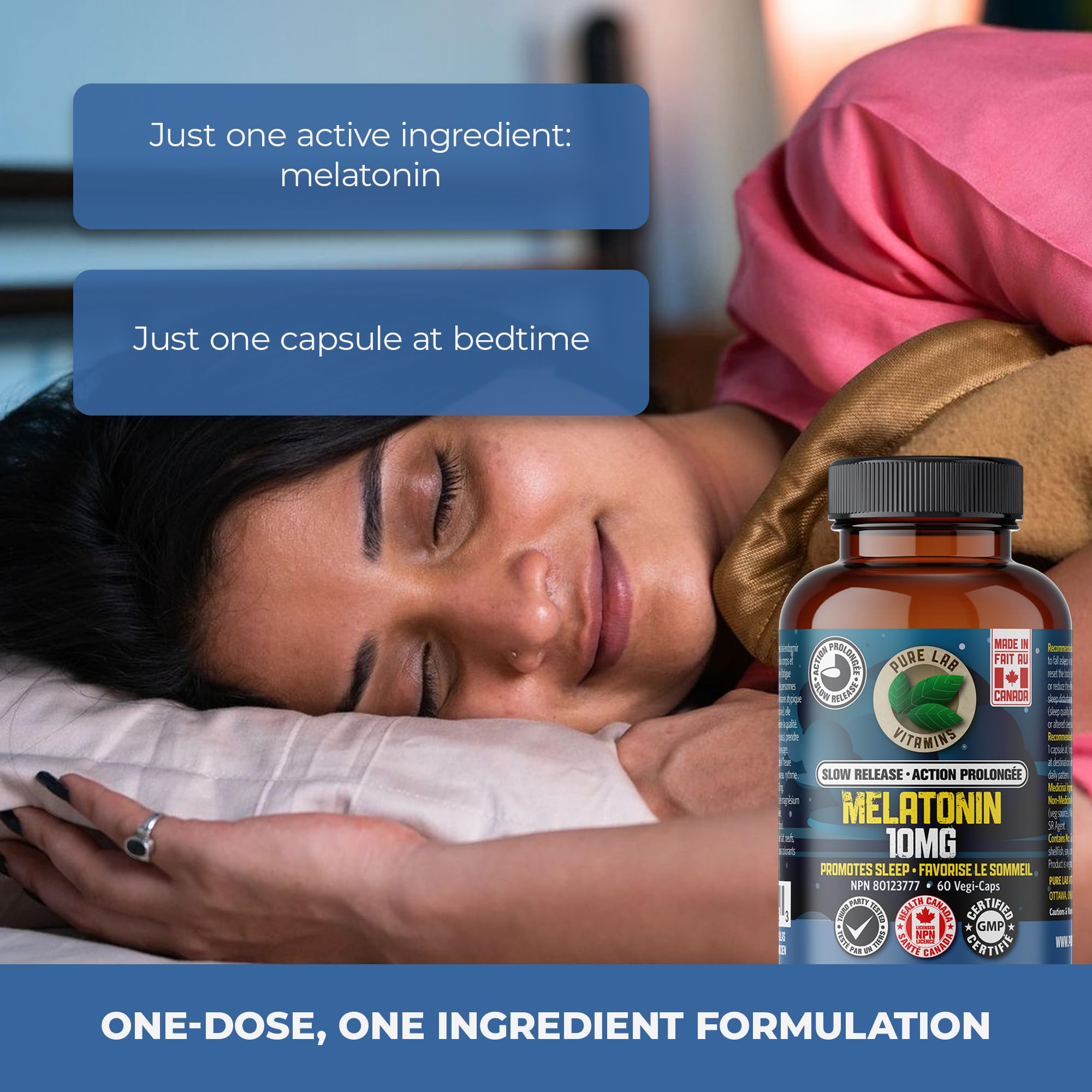 Pure Lab Vitamins Mélatonine 10mg à Libération Lente - 60 Gélules Végétales