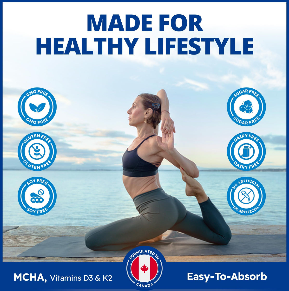 CanPrev MCHA Bone Supplement, Calcium Magnesium Vitamin D3 K2, 240 Capsules