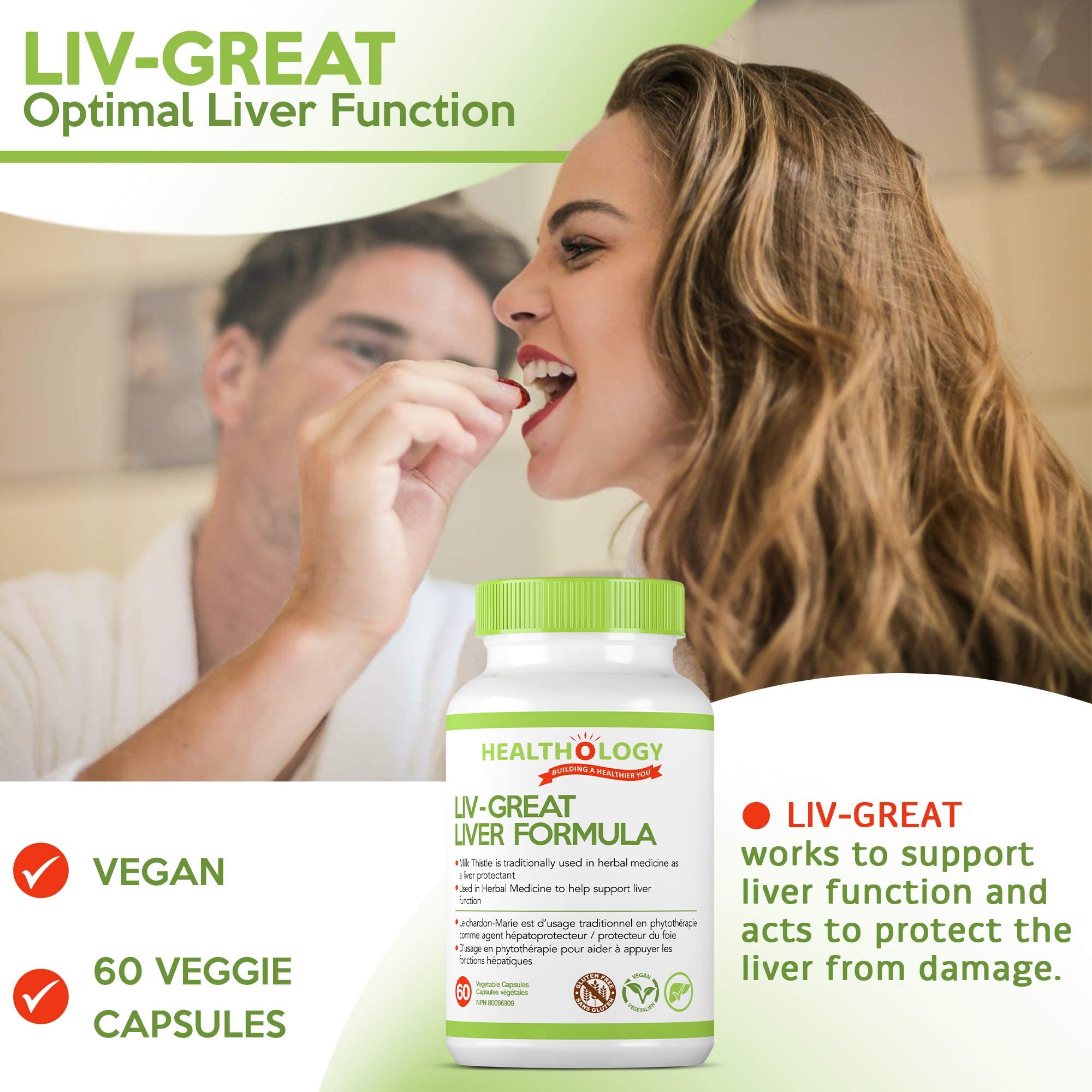 Healthology Liv-Great Liver Formula – Liver Detox & Protection Support – Phase 1 & 2 Detox, Antioxidant Liver Health – 60 Capsules – Gluten Free, Vegan, Non-GMO