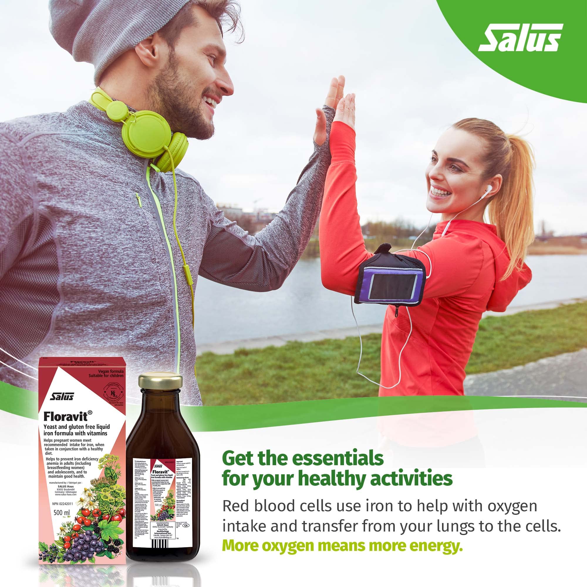 Salus Floravit Fer et Vitamines Liquide | Supplément de Fer à Base de Plantes pour Femmes, Hommes et Enfants | Sans Gluten, Sans Levure, Sans Produits Laitiers, Sans OGM (500ml)