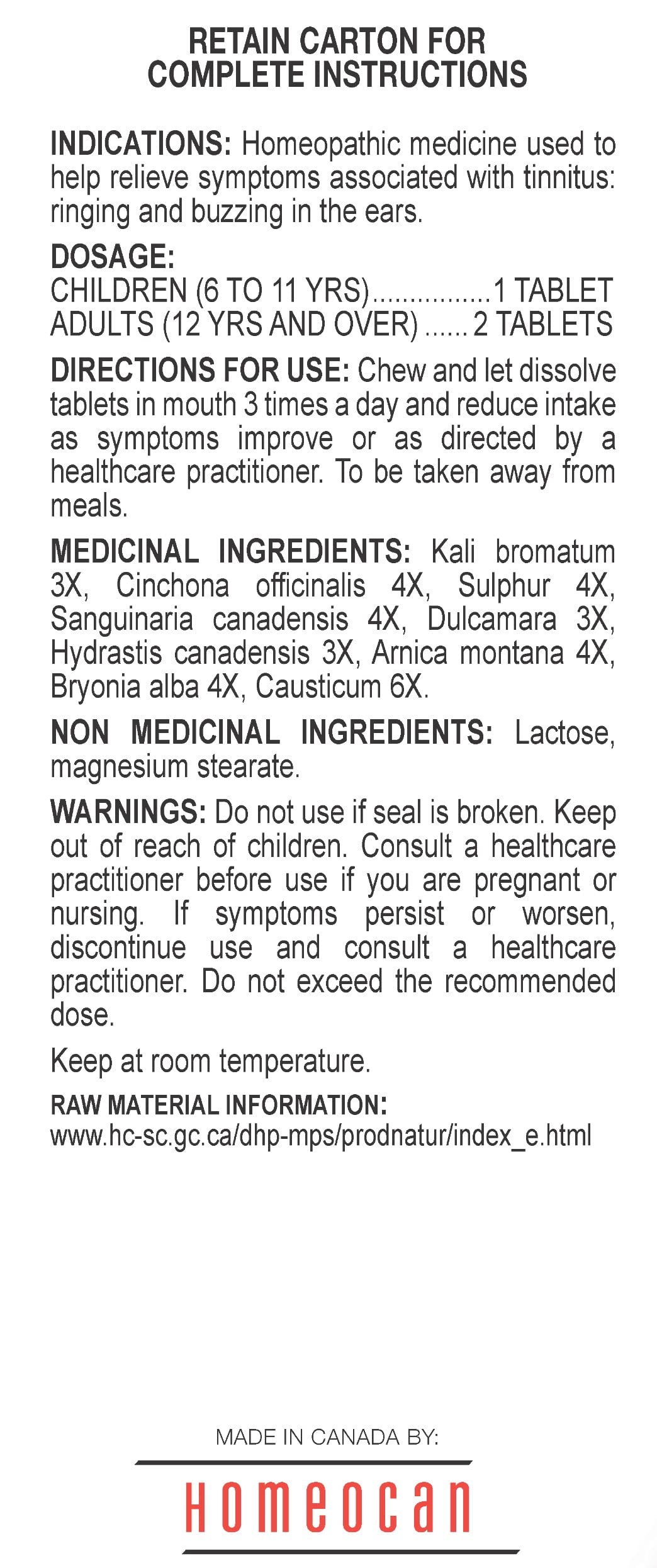 Homeocan Real Relief - Tinnitus Optimum Relief 60 Chewable Tablets Supplements - Helps Relieve Ear Pain, Itching, Swelling, Whistling, Ringing and Buzzing - Ear Care - Gluten-Free