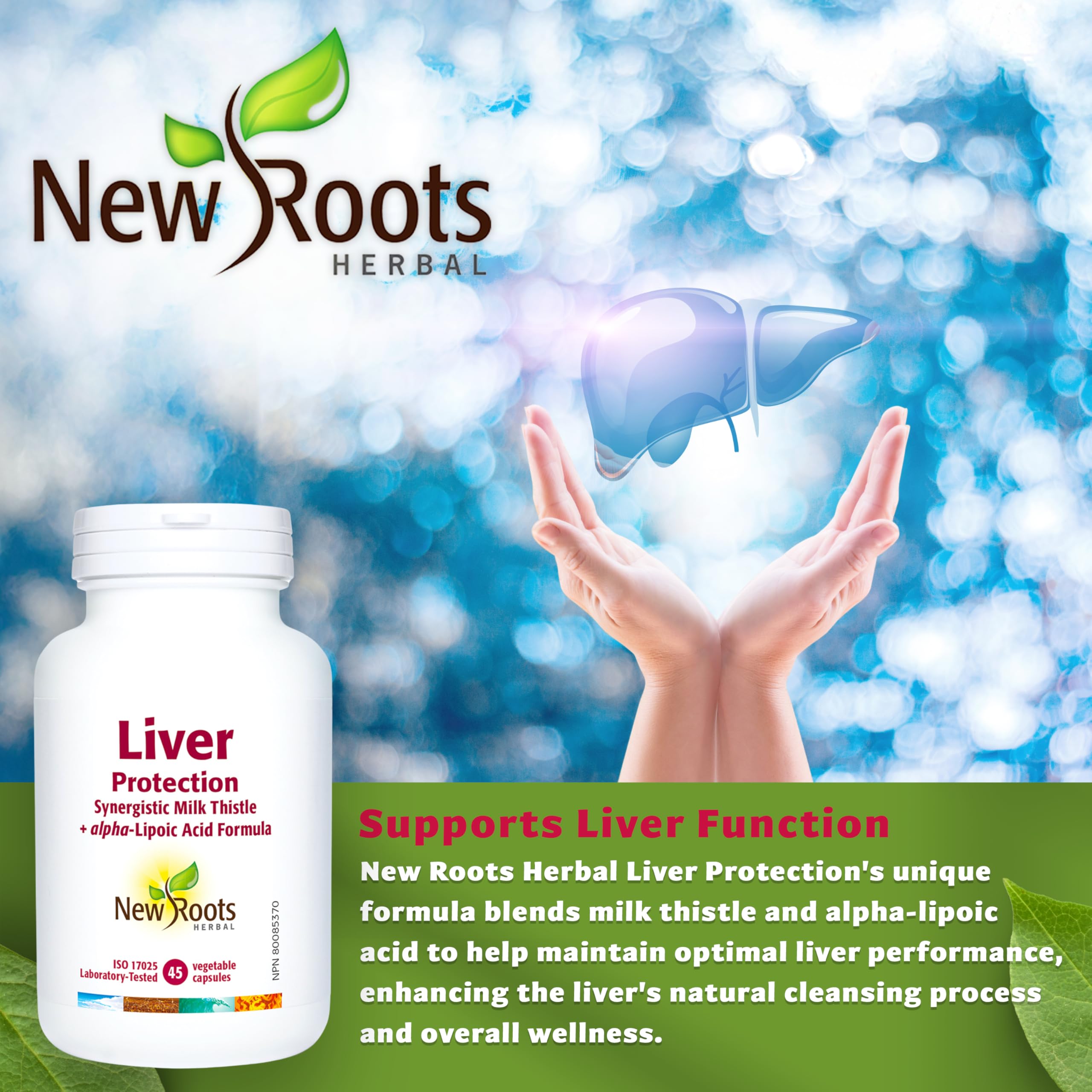 New Roots Herbal Protection du foie Formule synergique Chardon-Marie + Acide alpha-lipoïque