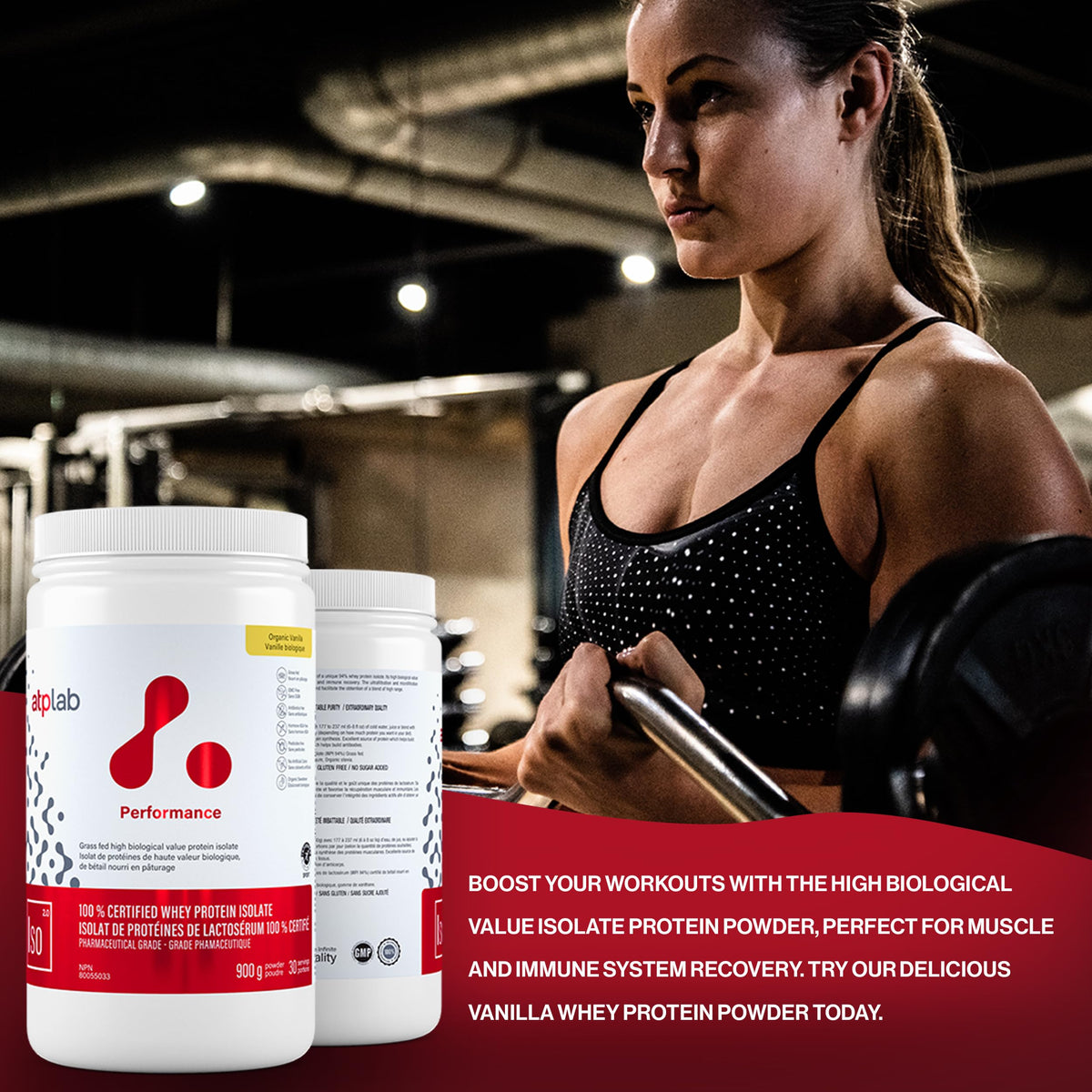 atplab ISO Grass-Fed Whey Isolate Protein Powder, Sugar-Free, Vanilla, 900g
