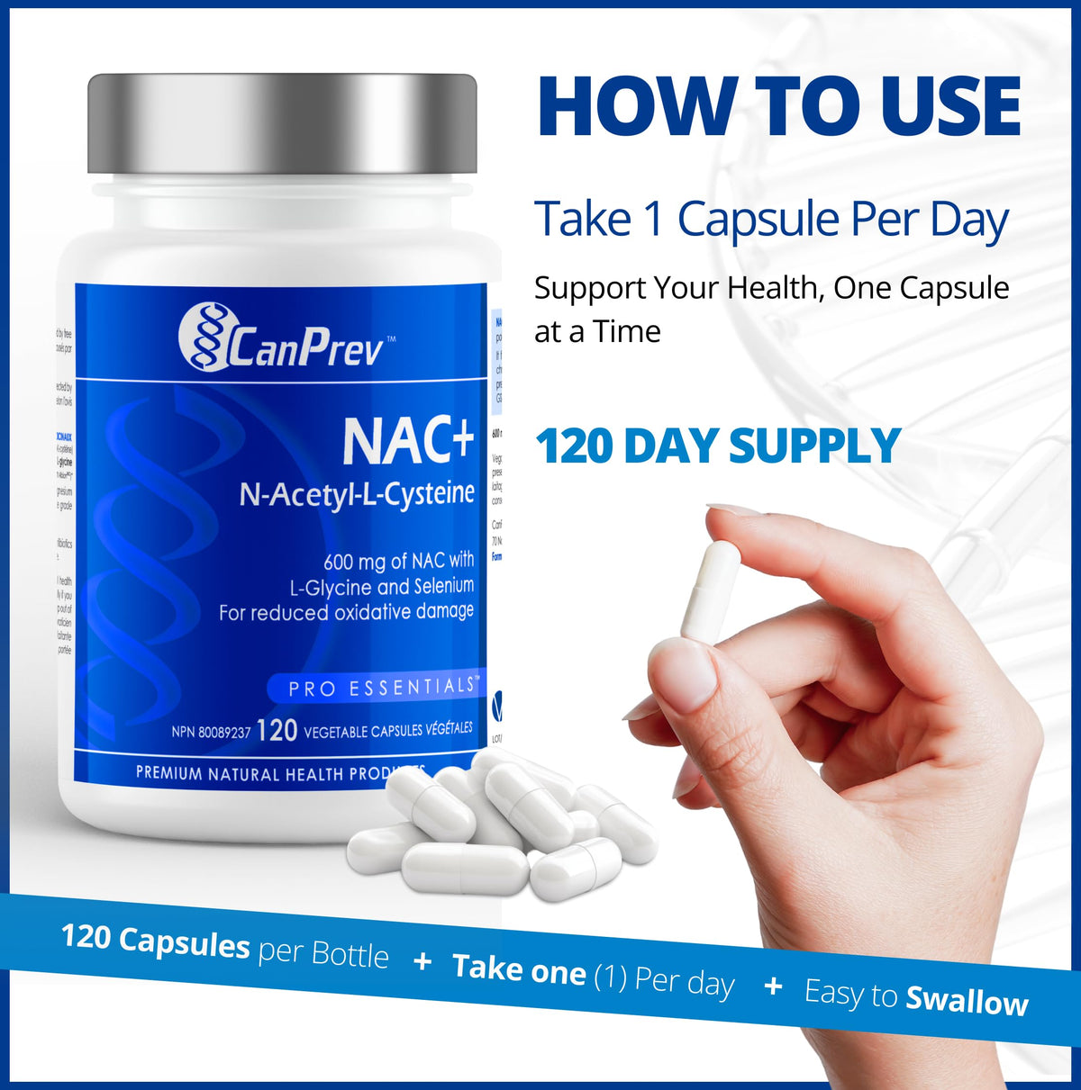 CanPrev NAC Supplement, N Acetyl Cysteine, NAC 600mg, 120 Vegan Capsules