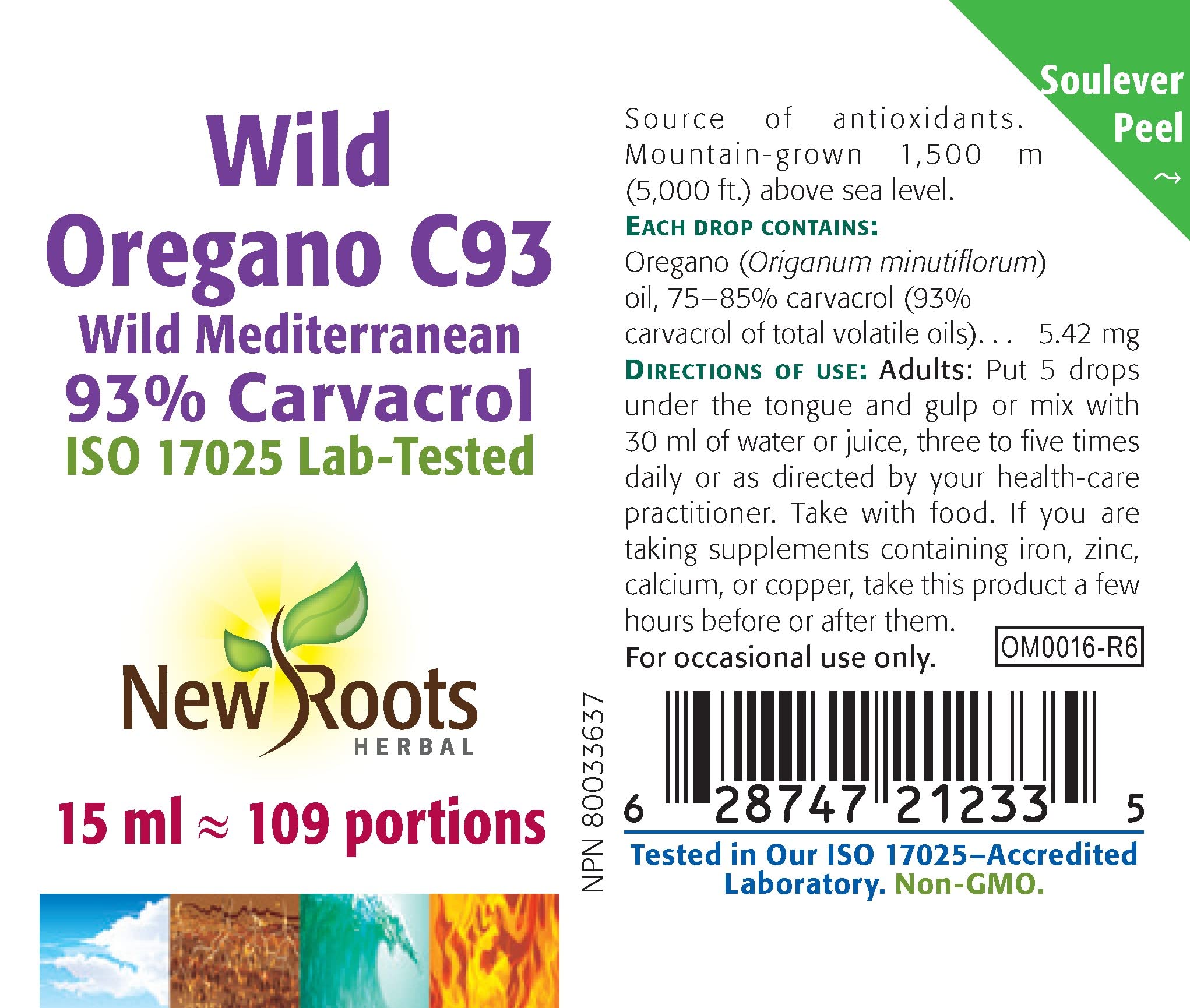 New Roots Herbal - Wild Oregano C93, 15ml Liquid Drops 109-Servings - Wild Mediterranean 93% Carvacrol - Organic Olive Oil Blend - Steam-Distilled, Wild-Crafted Oregano Oil from Origanum Minutiflorum