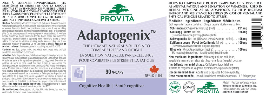 Adaptogenix™ - Natural Stress & Fatigue Relief Supplement by Provita | Skullcap, Schisandra, California Poppy, Ashwagandha & Rhodiola | Boost Energy & Resilience | Calm & Relaxation | 90 Capsules