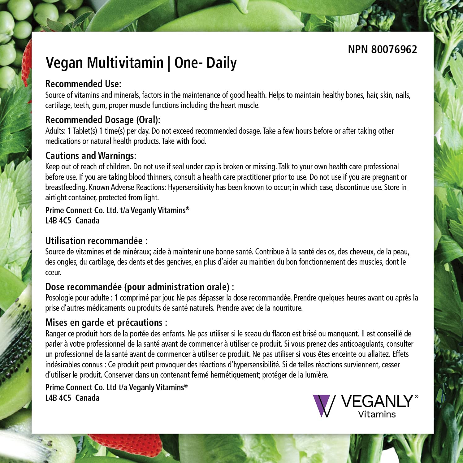 VEGANLY Vegan Multivitamin One-Daily for Plant-based Diets. Canadian. High potency in B12, D3, Calcium, Iron, Zinc & more. 90 veg. tablets. Best for vegans and vegetarians. (NPN 80076962)