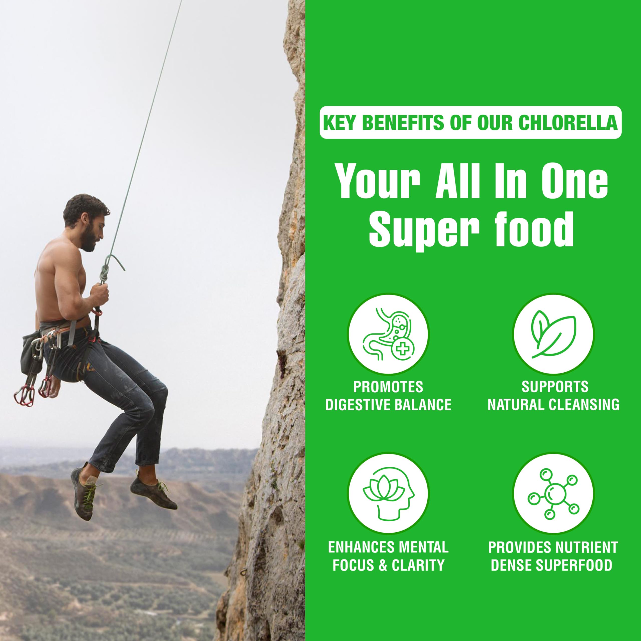 Gandalf Organic Raw Chlorella 600mg Broken Cell Wall, 150 Tablets 150-Day Supply - Support Mental Focus & Vitality - Vegan and Non-GMO - Nutrient-Rich Algae Packed with Trace Minerals & Amino Acid