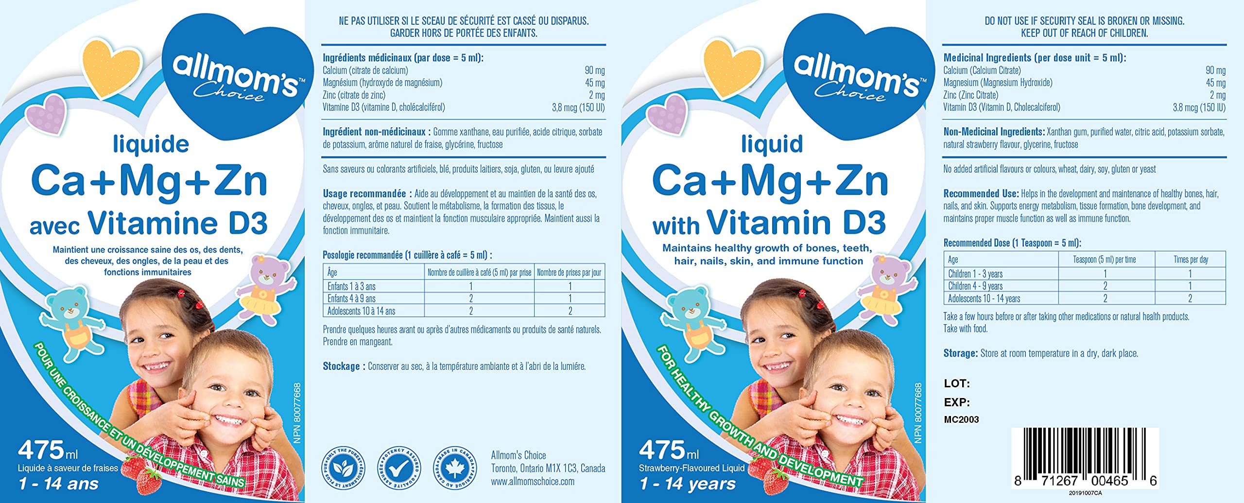 AllMom's Choice Ca + Mg + Zn with Vitamin D3