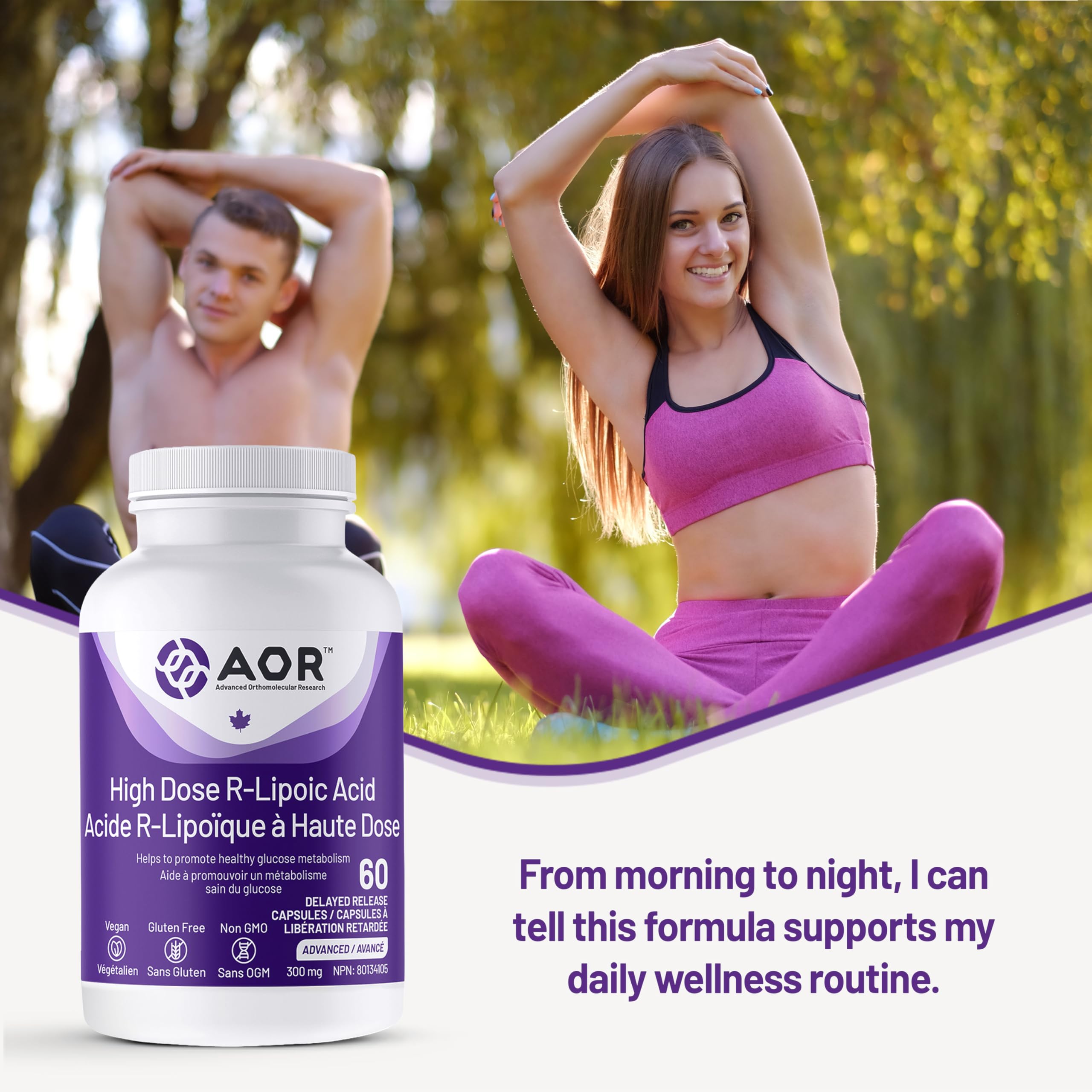 AOR High Dose R-Lipoic Acid 300mg 60 Capsules - Vegan & Gluten-Free Alpha Lipoic Acid Supplement, Support Antioxidant, Carbohydrate Metabolism, Digestive Wellness, Promote Liver Function