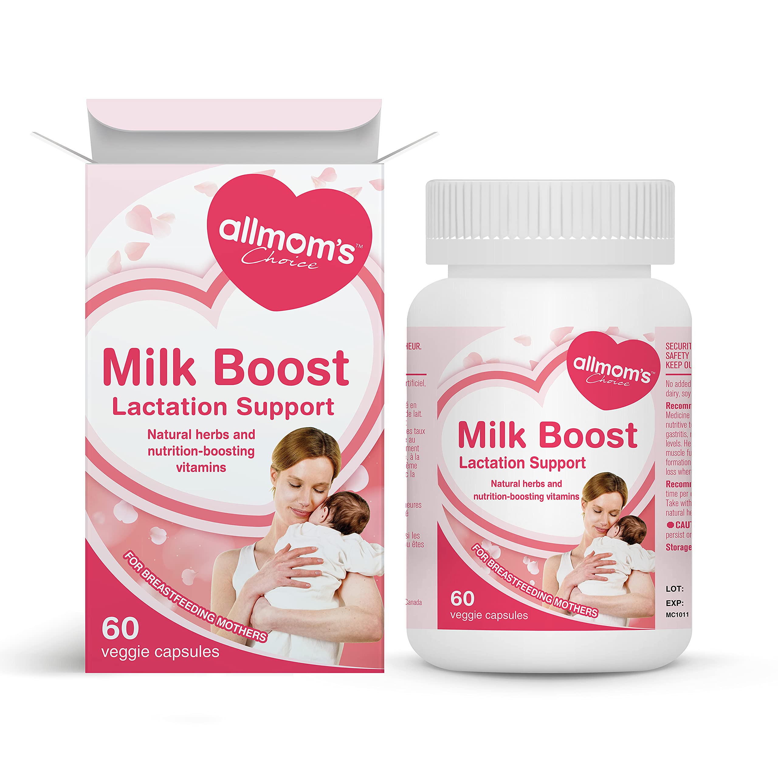 Complément de Lactation pour Augmenter le Lait Maternel, avec Fenugrec, Fenouil et Nutriments Essentiels, Sûr pour la Maman Allaitante et le Bébé - Approvisionnement de 30 Jours - Allmom's Choice