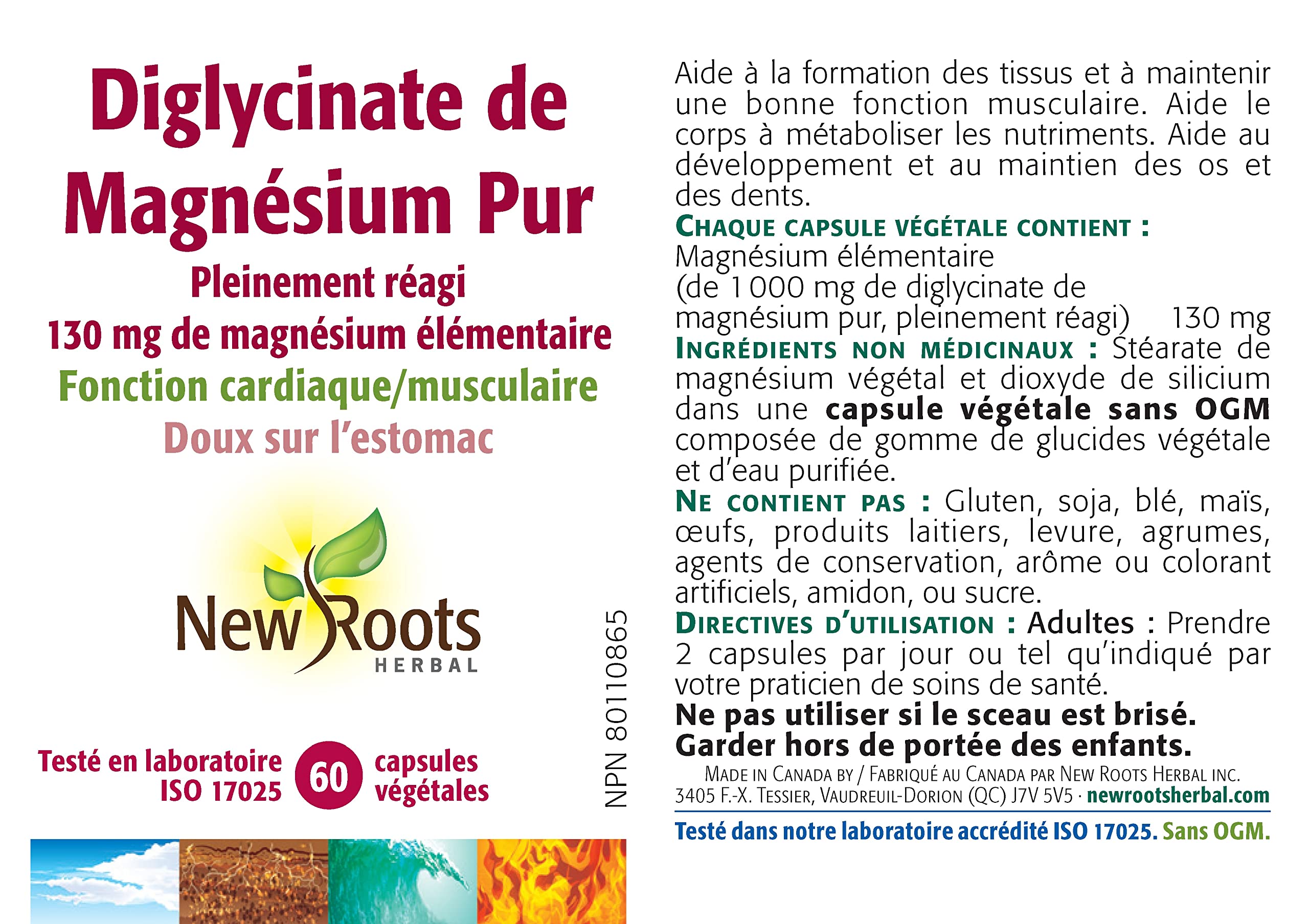 New Roots Herbal - Pure Magnesium Bisglycinate 130mg