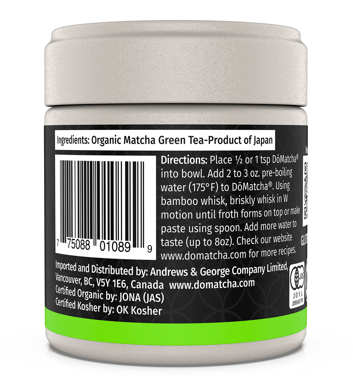 DoMatcha Uji Organic Matcha Green Tea Powder, Ceremonial Grade, 30g Tin